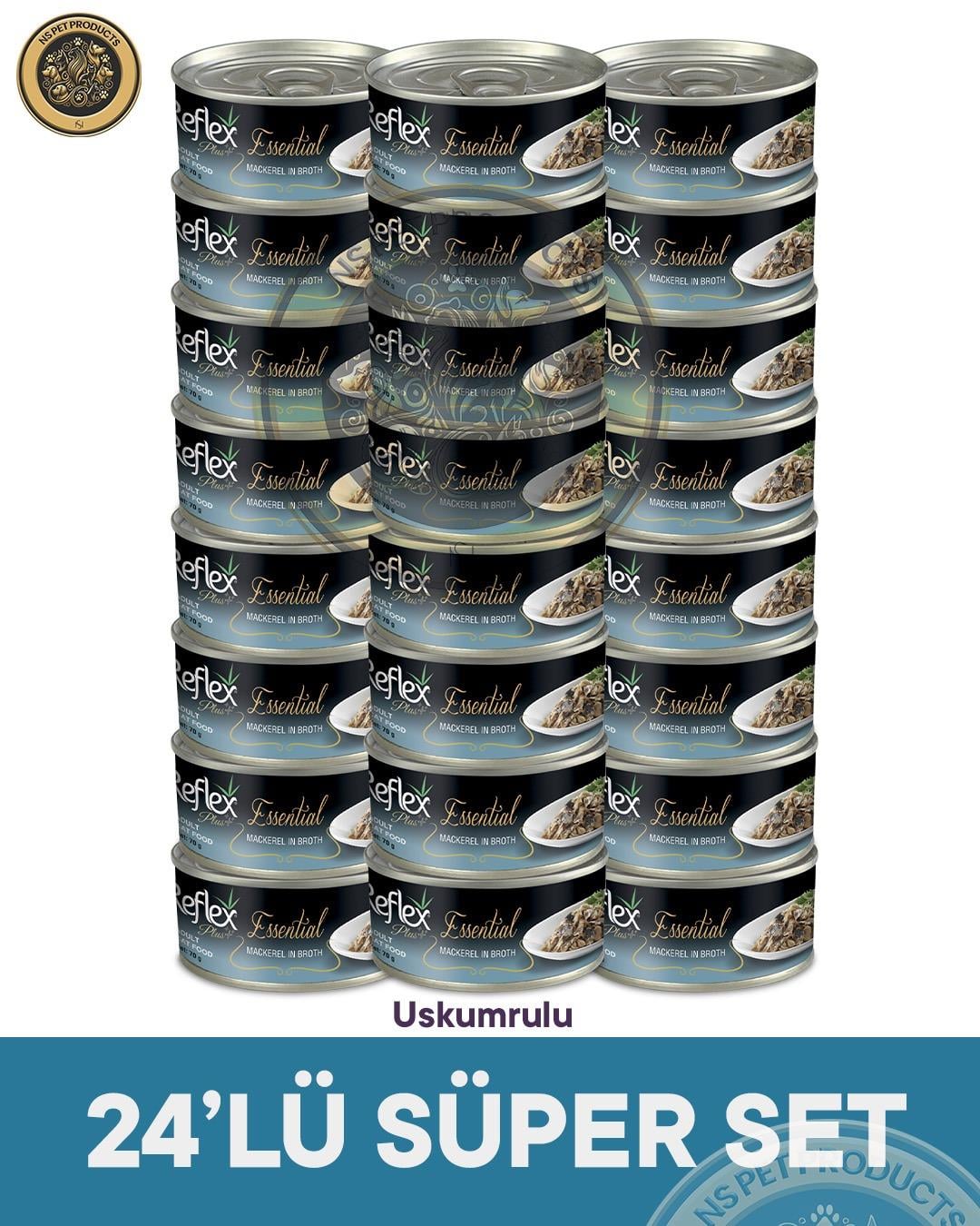 Reflex Plus Essential Süper Paket Uskumrulu Kedi Konservesi – 24x70gr