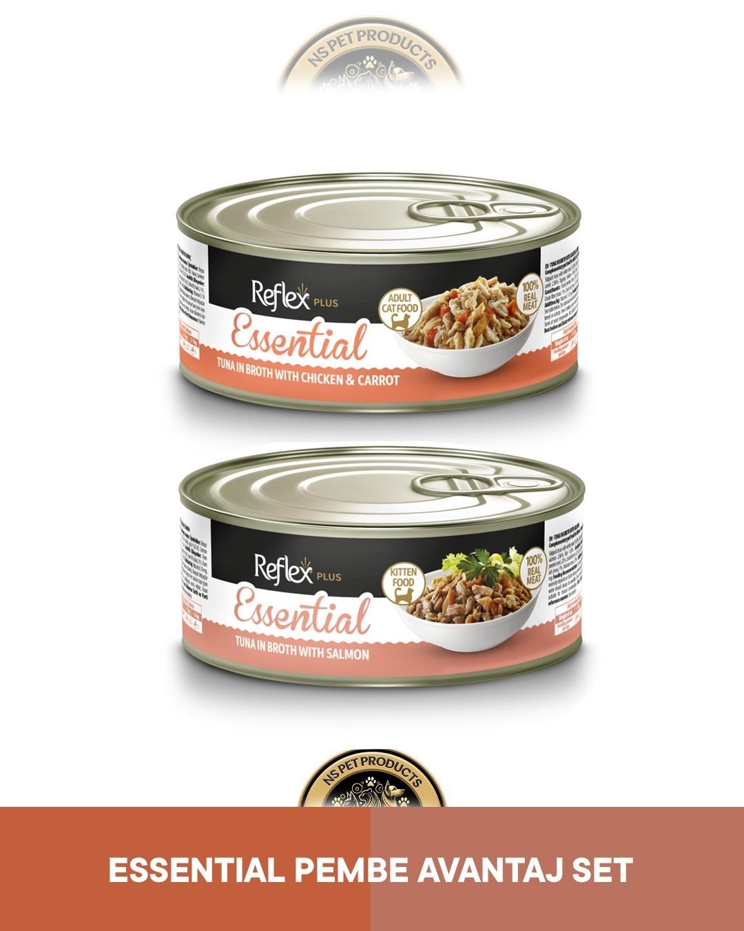 Reflex Plus Essential Ton Balık-Havuç-Tavuk & Ton Balık-Somon Kedi Maması Seti 2x70 gram