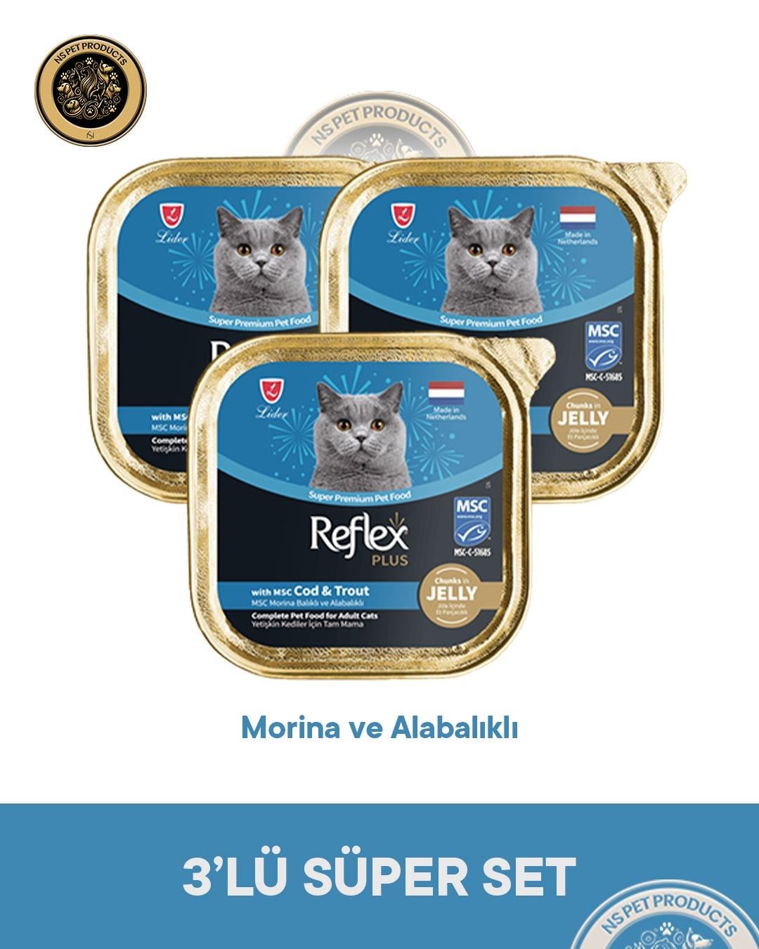Reflex Plus Pate Morina ve Alabalıklı Kedi Maması – 3 × 85 g