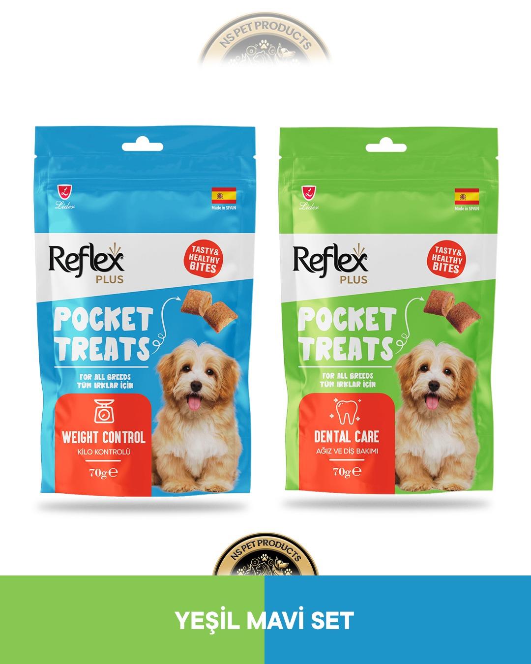Reflex Plus Pocket Treats Weight Control Kilo Kontrolü & Dental Care Ağız ve Diş Bakımı Köpek Ödül Maması Seti 2x70 gram