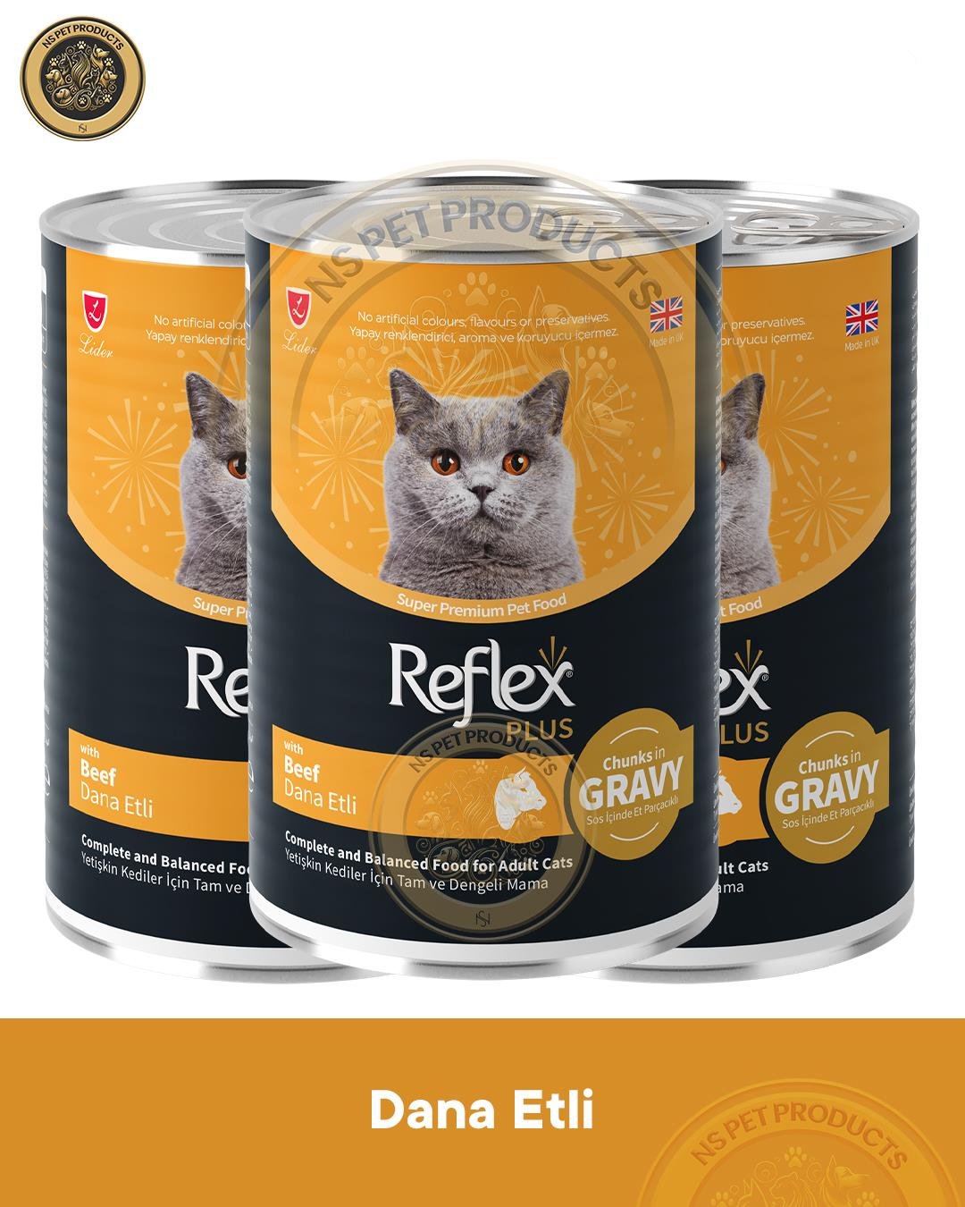 Reflex Plus Sos İçinde Et Parçacıklı Dana Etli Yetişkin Kedi Maması 3X400gr