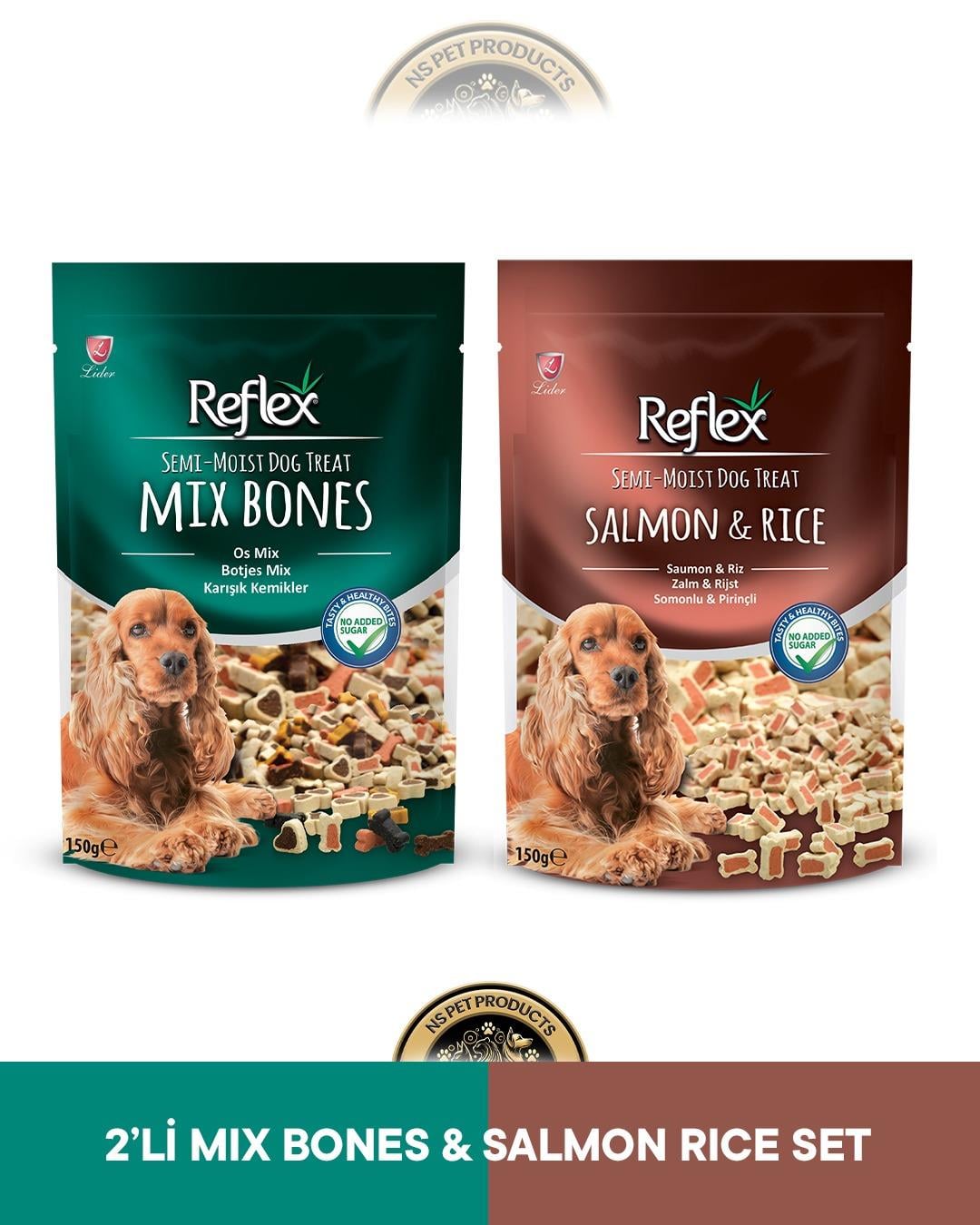Semi-Moist Mix Bones & Somon Pirinç Köpek Ödül Maması Seti 2x150 gram