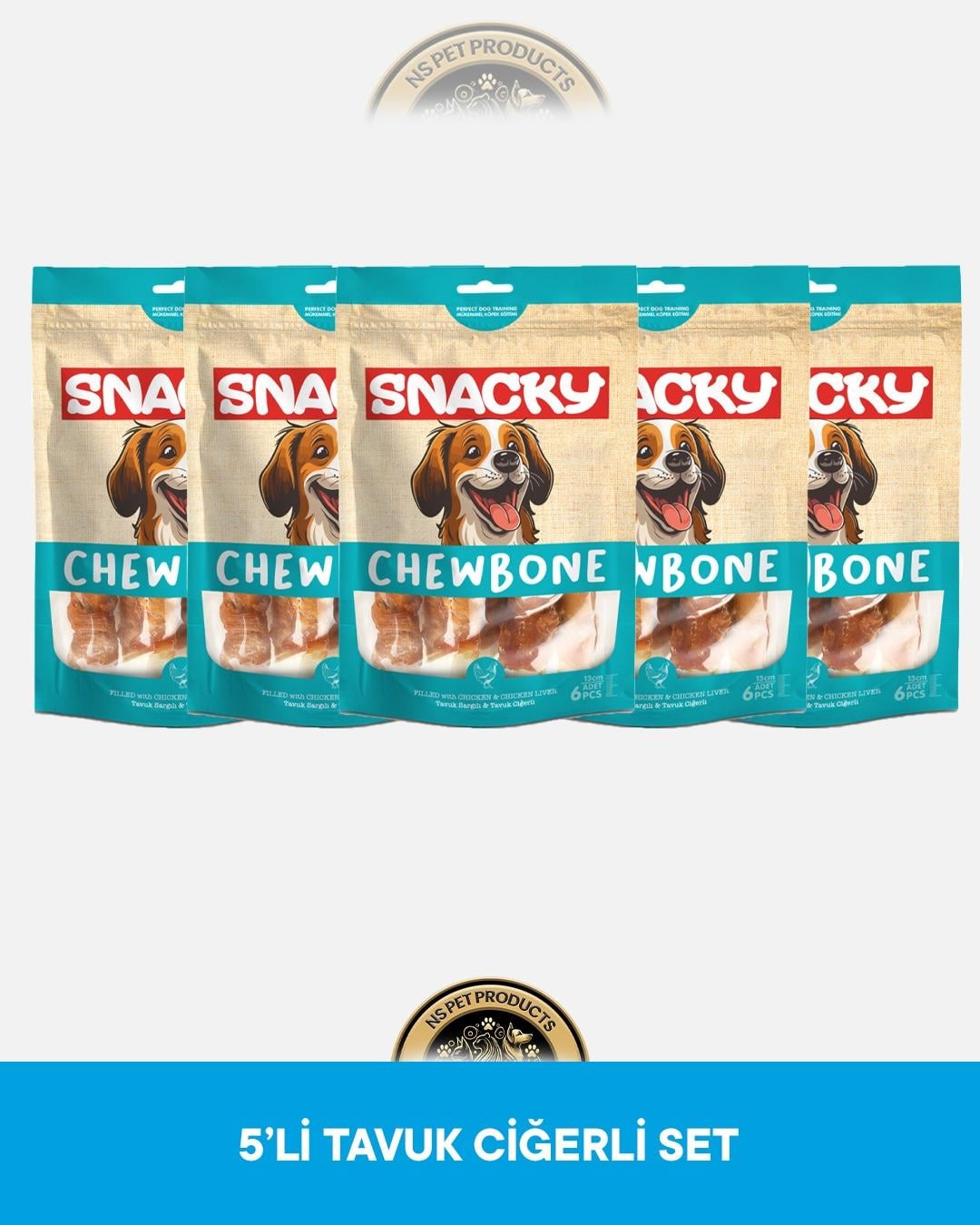 Snacky Filled Tavuk Sargılı-Tavuk Ciğerli Köpek Ödül Maması 6'lı 13 cm 168 gram x 5 Adet