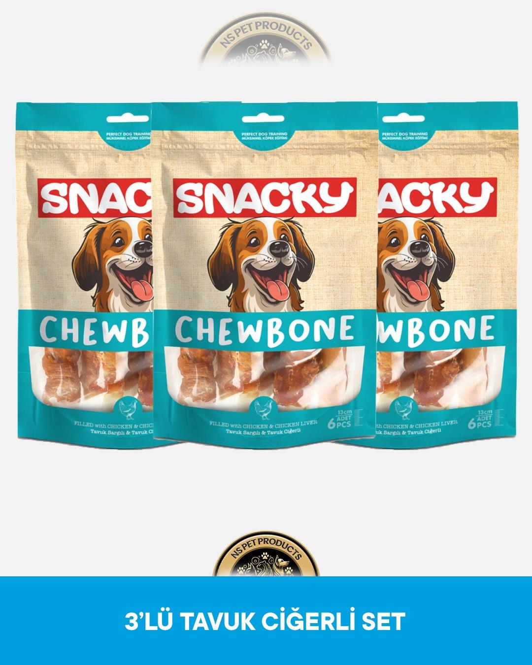 Snacky Filled Tavuk Sargılı-Tavuk Ciğerli Köpek Ödül Maması 6'lı 13 cm 168 gram x 3 Adet