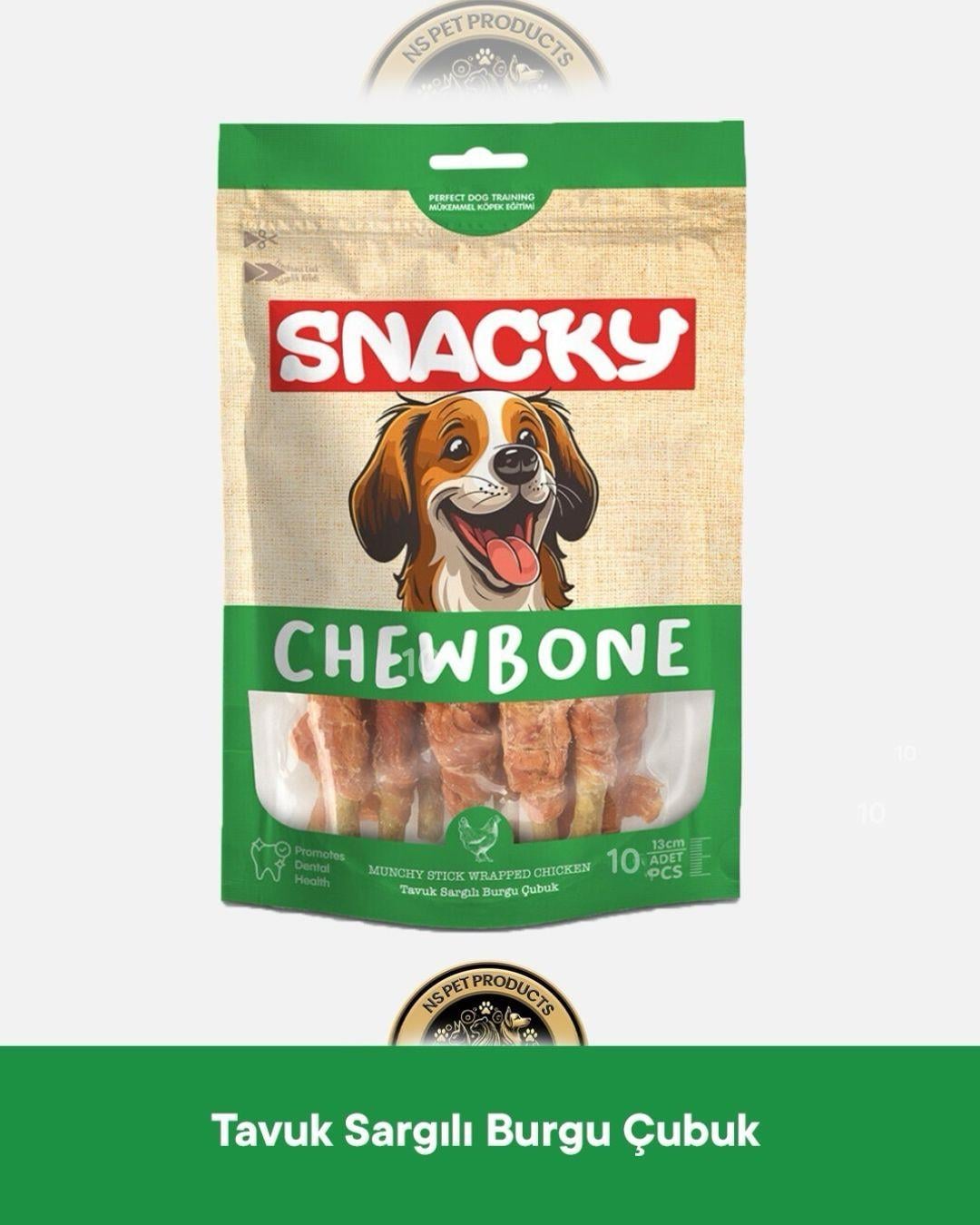 Snacky Munchy Tavuk Sargılı Burgu Çubuk Köpek Ödül Maması 10'lu 13 cm 120 gram