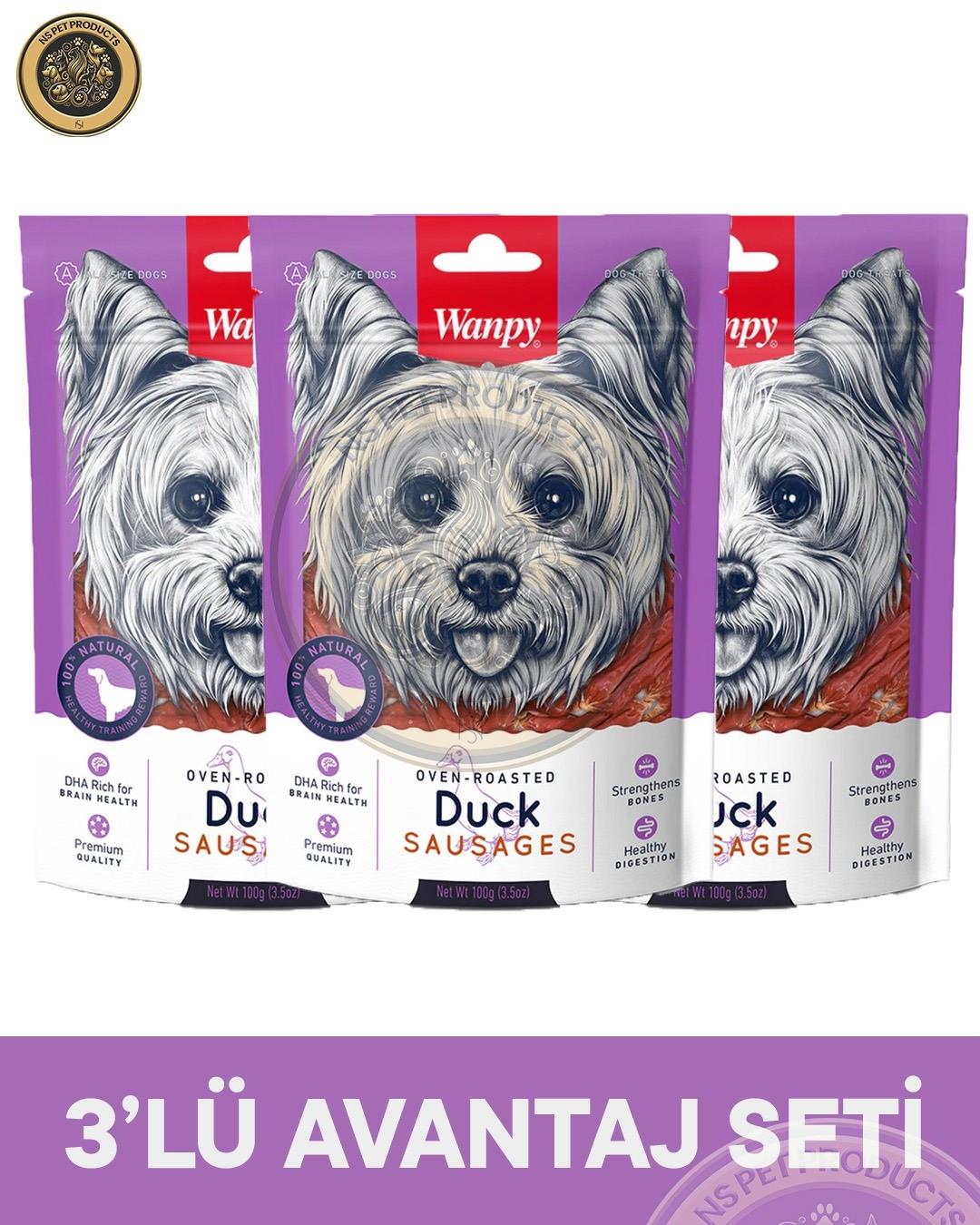 Wanpy Ördek Etli Sosis 3x100 gram Köpek Ödülü