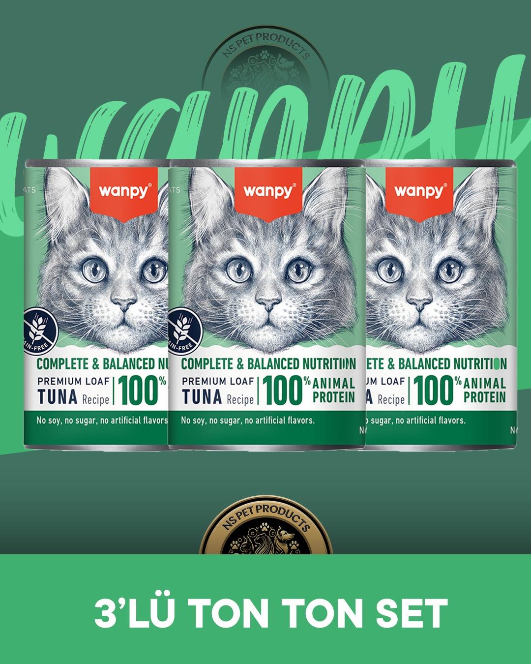 Wanpy Ton Balıklı Ezme Kedi Konservesi 3x375 gr