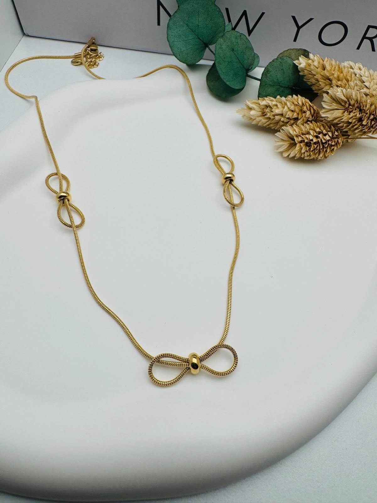 Fiyonk Model Çelik Kolye (Gold) 0106301
