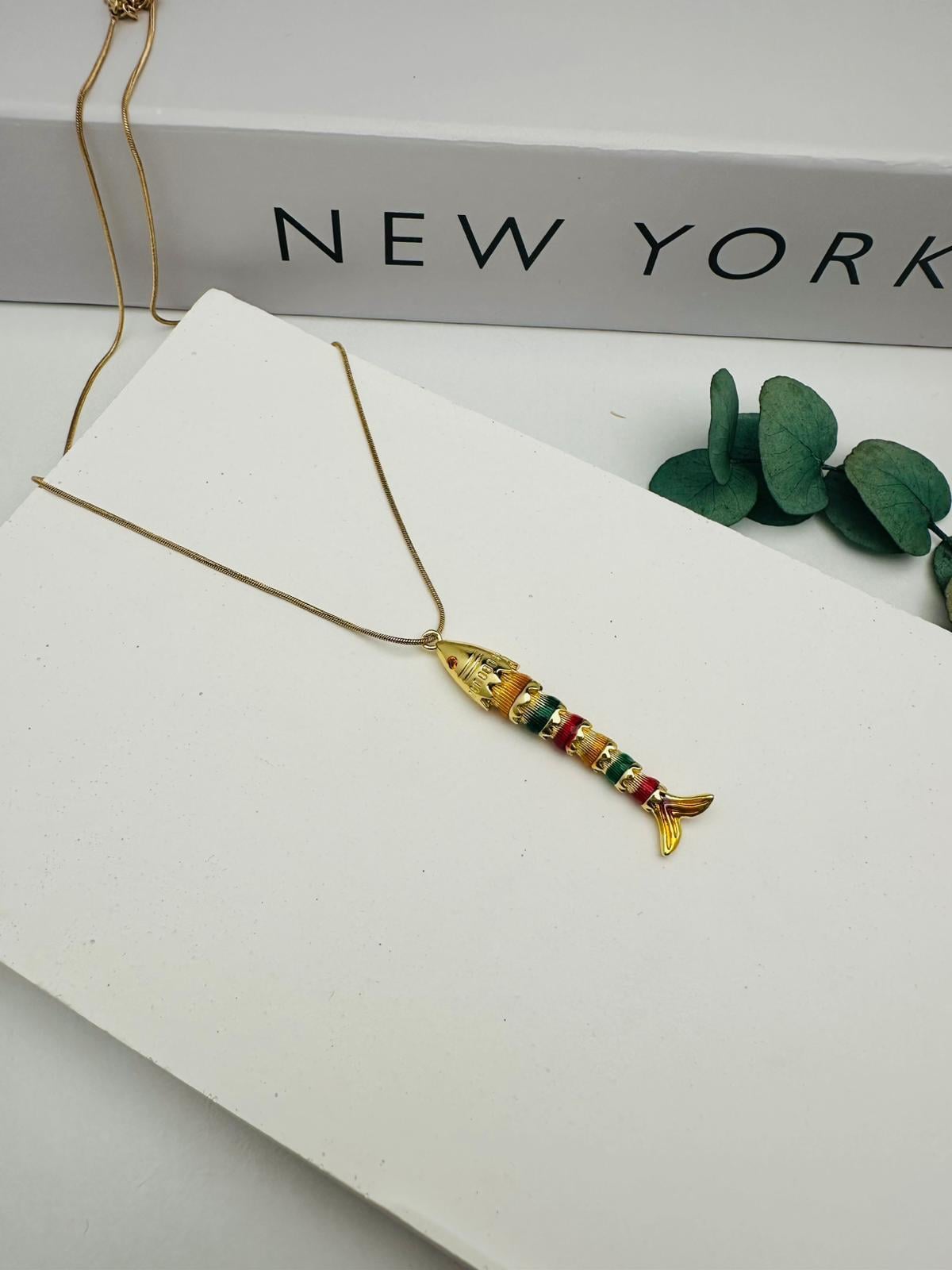 Hareketli Balık Model Çelik Kolye (Gold) 010710