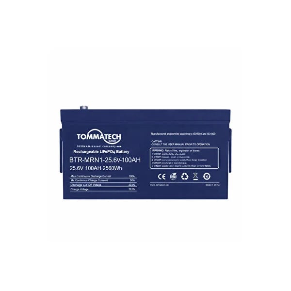 TommaTech 12.8V 200Ah Marin Lityum Batarya (LFP)
