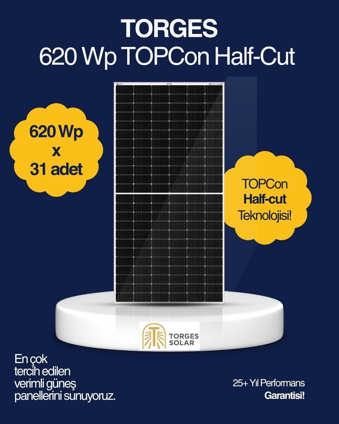 Torges 620Wp TOPCon Half Cut Güneş Paneli Palet Fiyatı