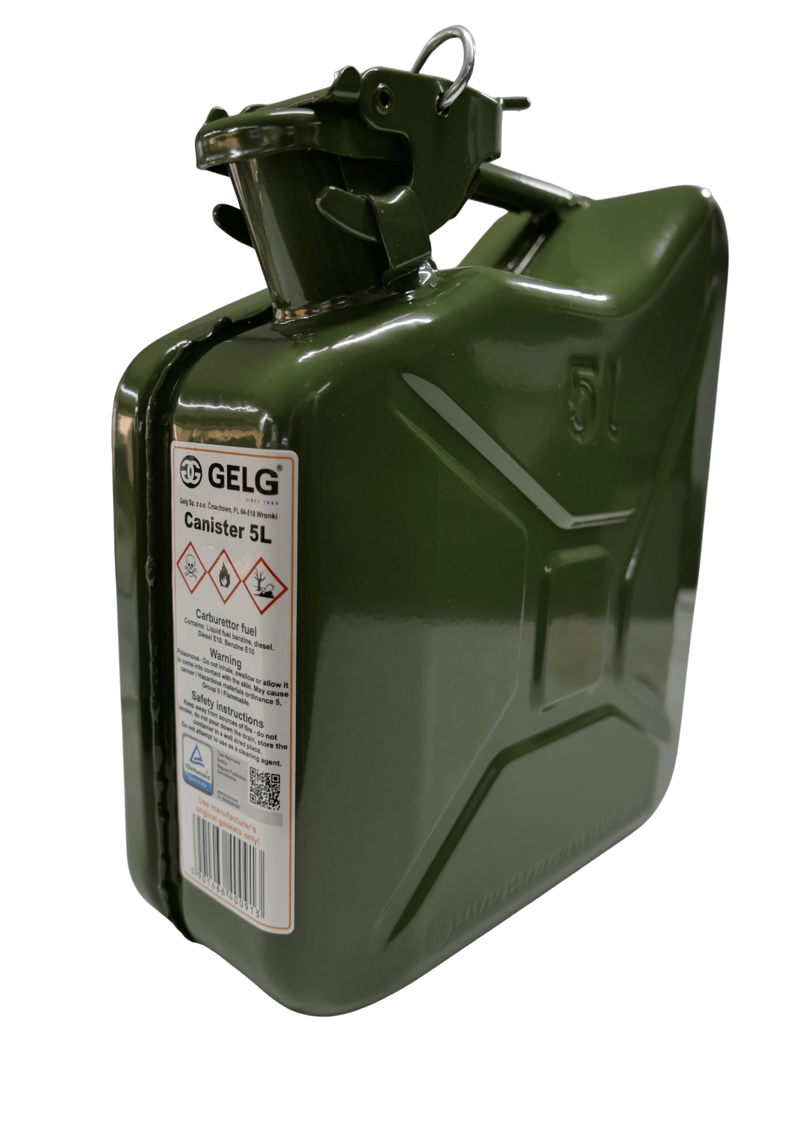 Gelg 5 Litre Metal Benzin Bidonu - Asker Yeşili