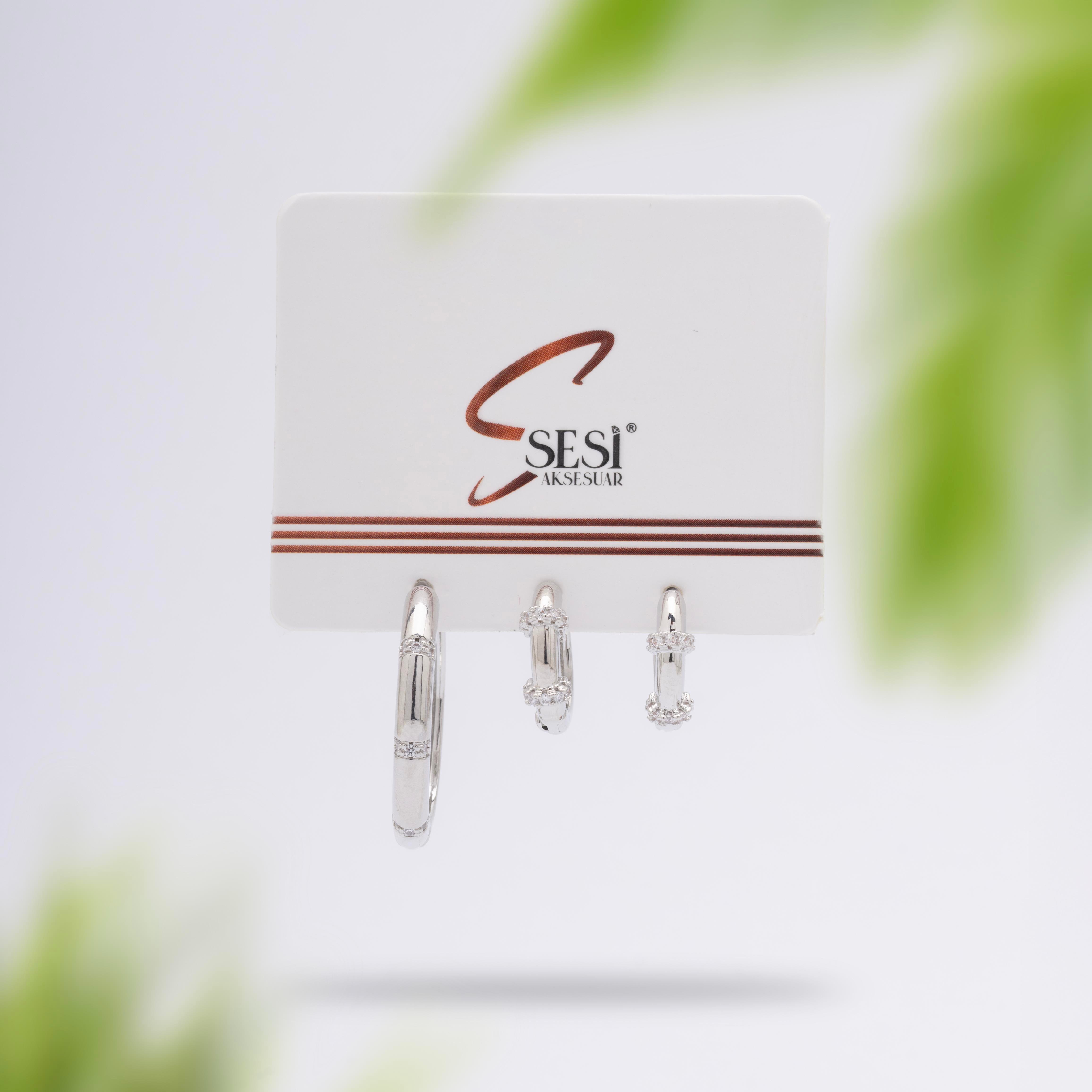 3'LÜ SILVER ÇELİK KÜPE