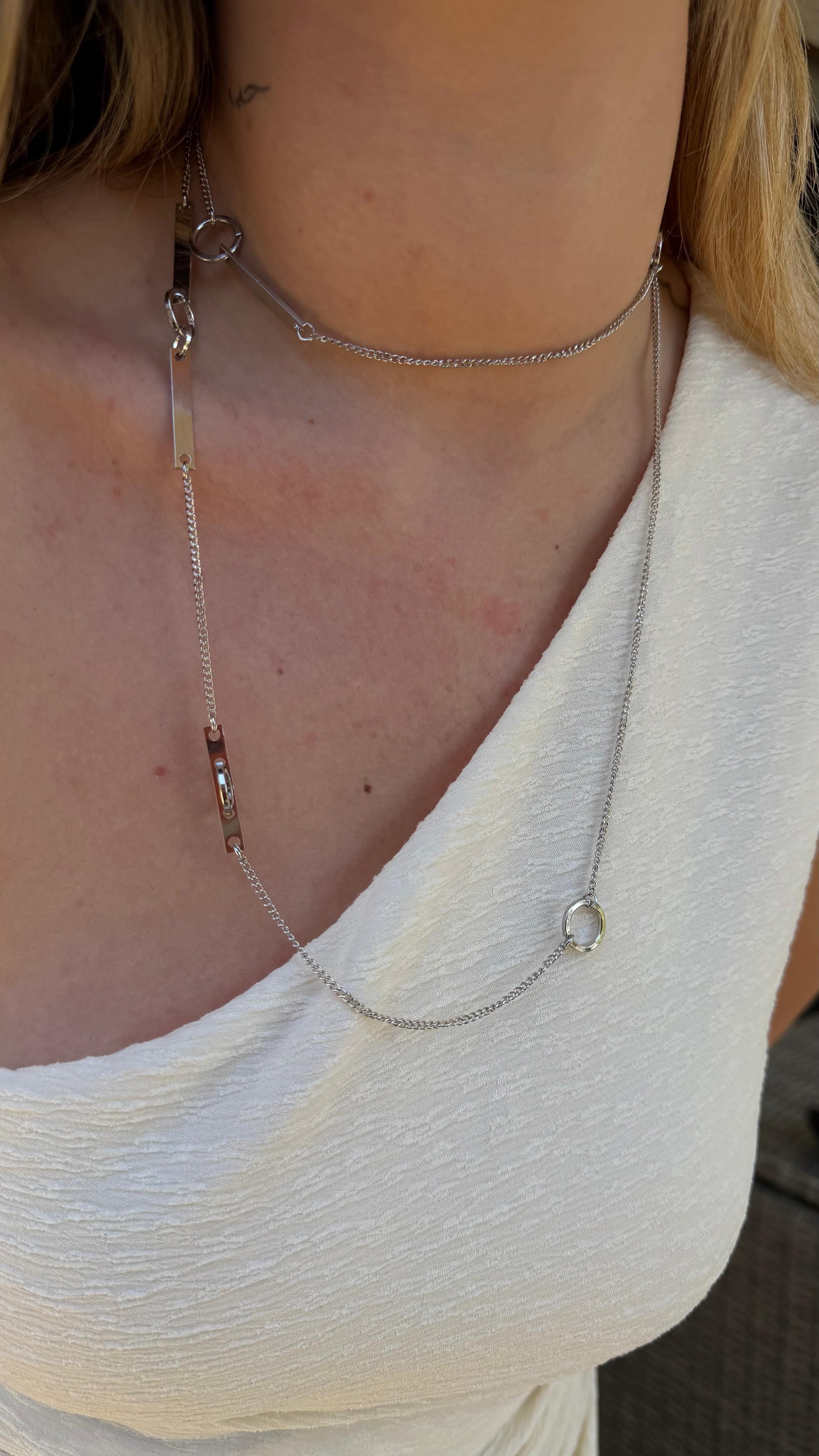 SİLVER İKİLİ ÇELİK  KOLYE K-9154