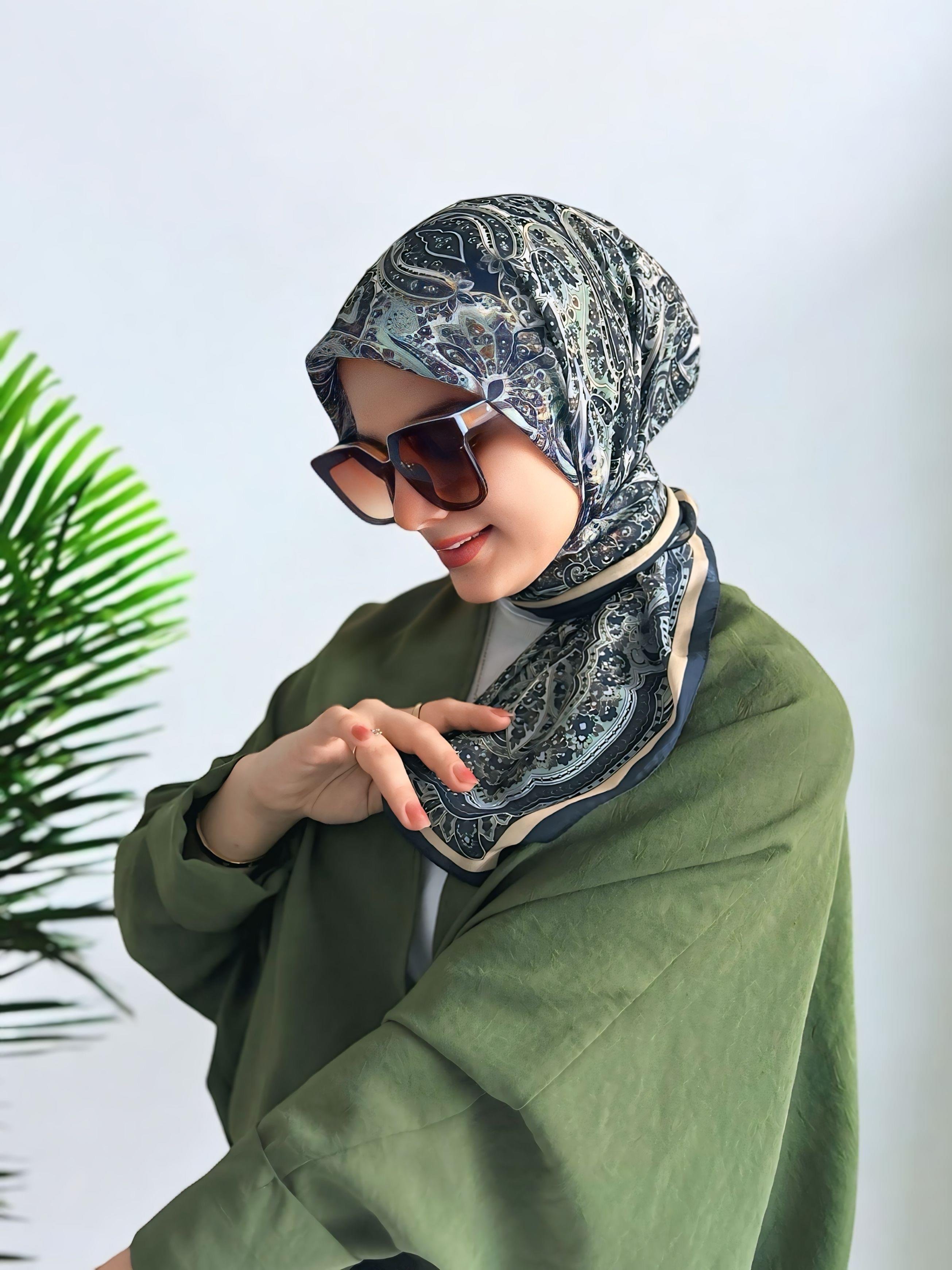 Digital Baskılı Pamuklu Eşarp Jevel Desen Mint Yeşili
