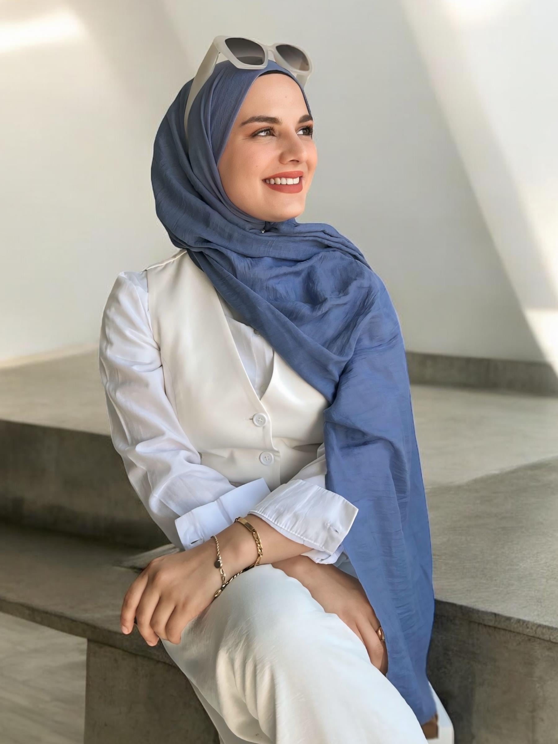 Dubai Pamuk Şal Kot Mavi