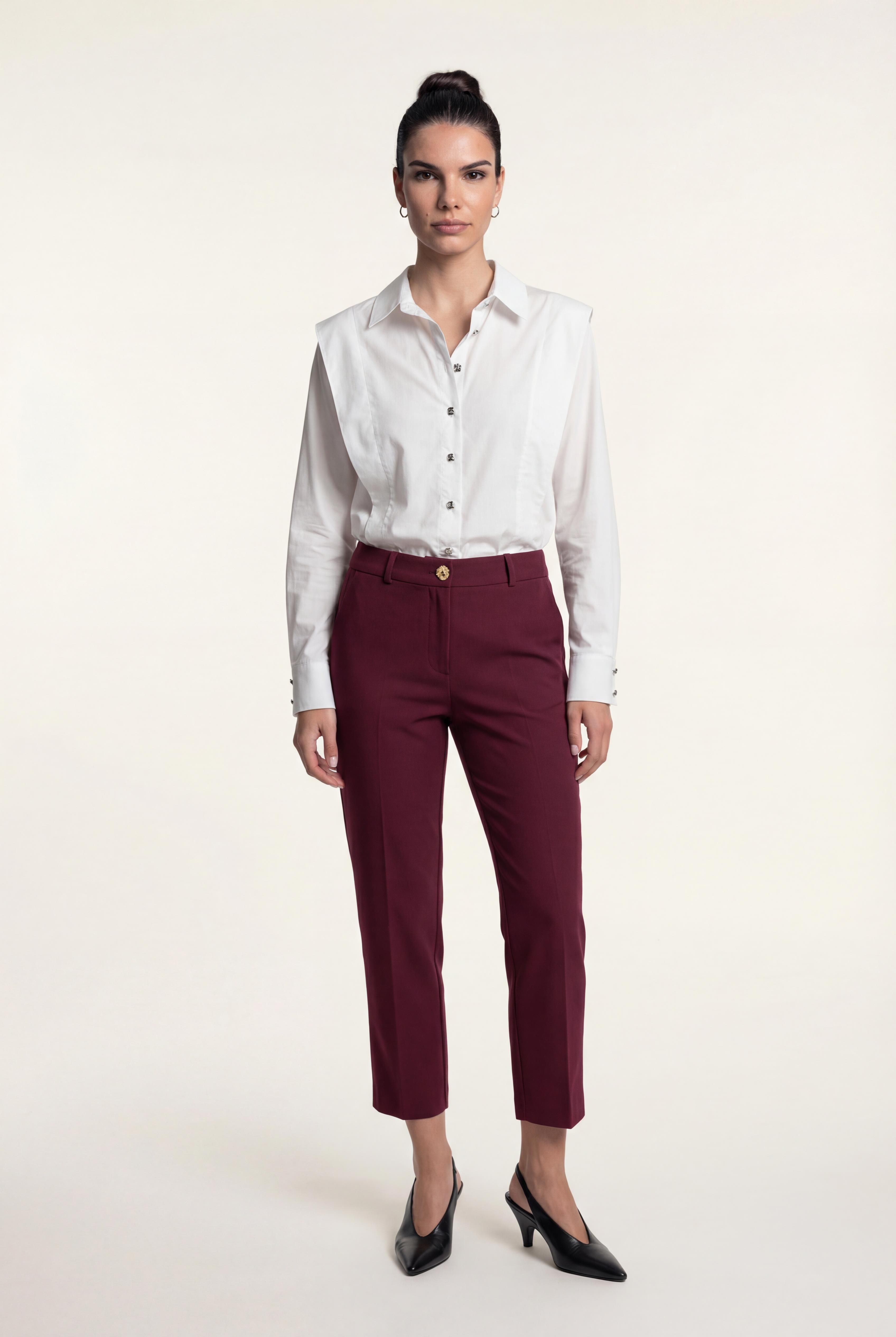 Ekru-ML28030 Aller Detaylı Poplin Gömlek