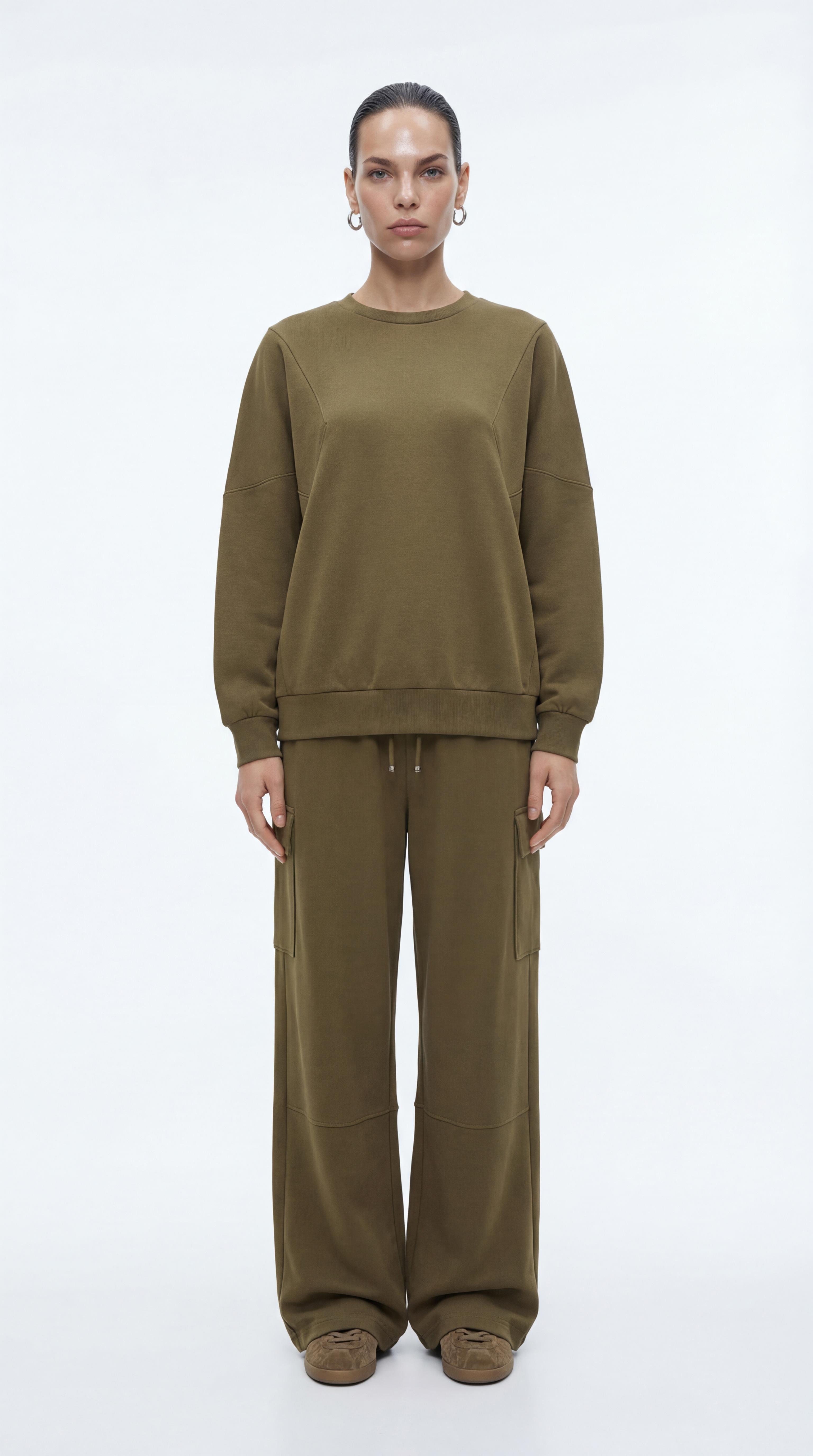 Yeşil-ML28057 Over Sweatshirt