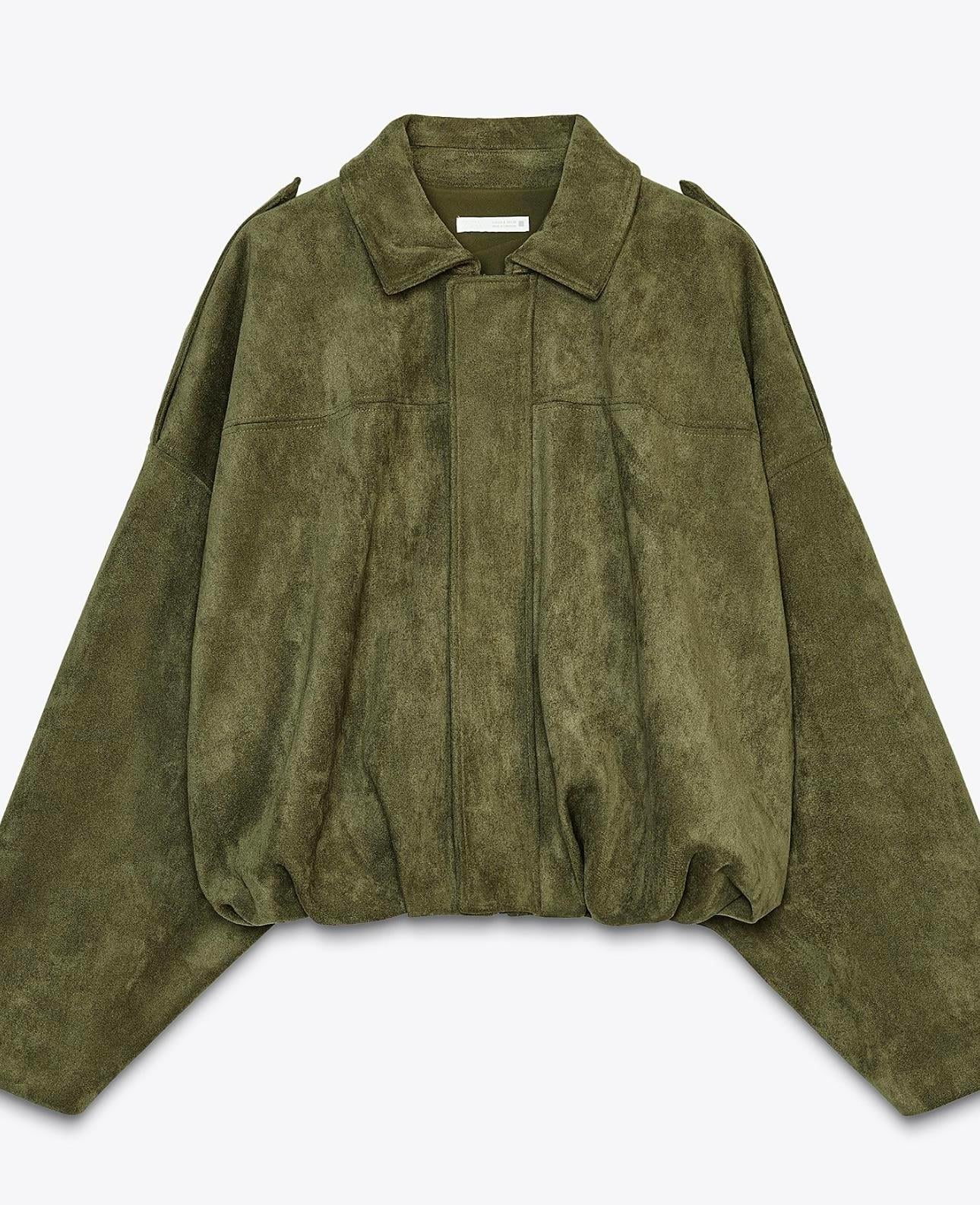 Süet Apoletli Bomber Ceket Haki