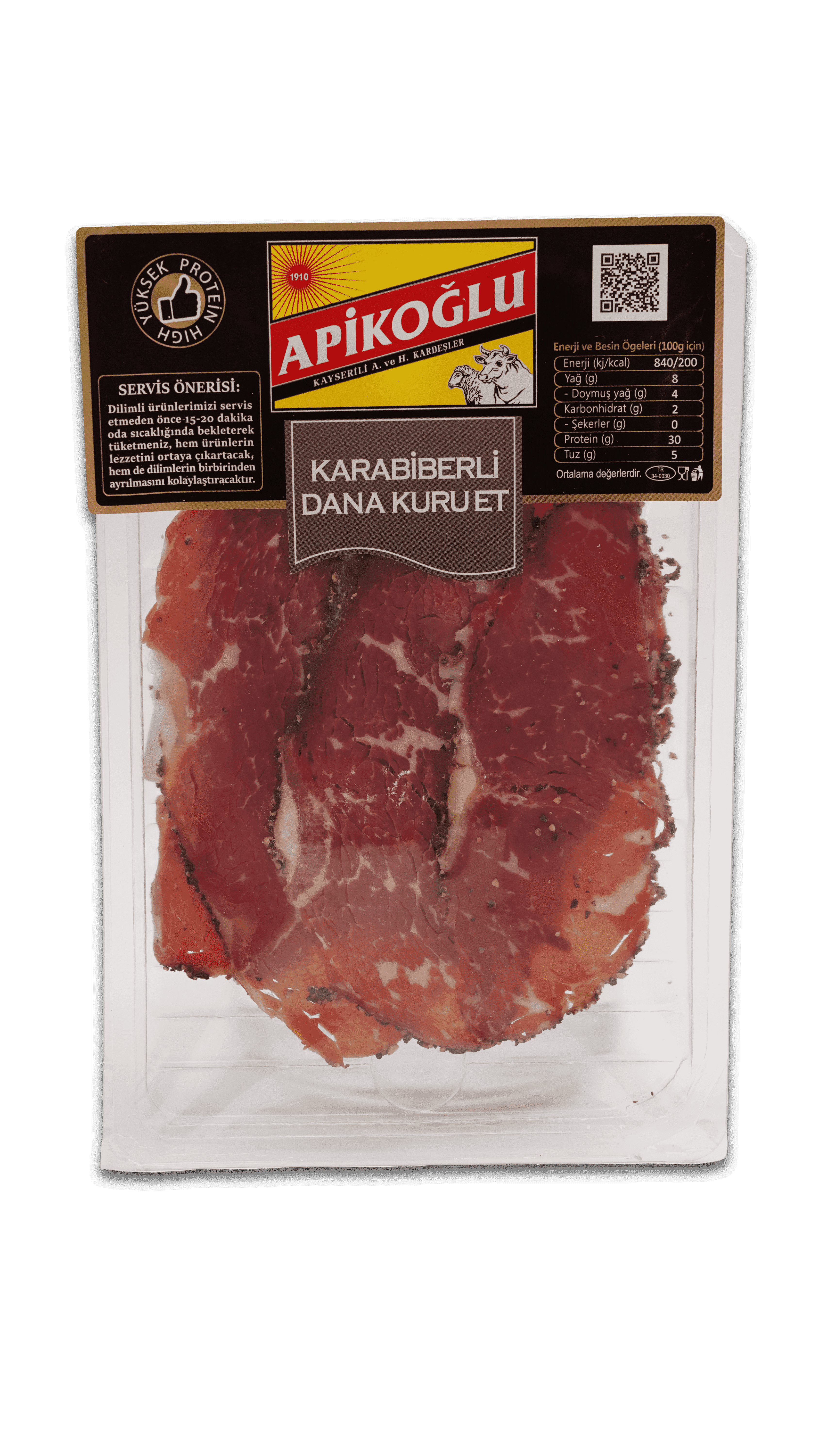 Apikoğlu Dried Beef With Black Pepper Meat 70 G