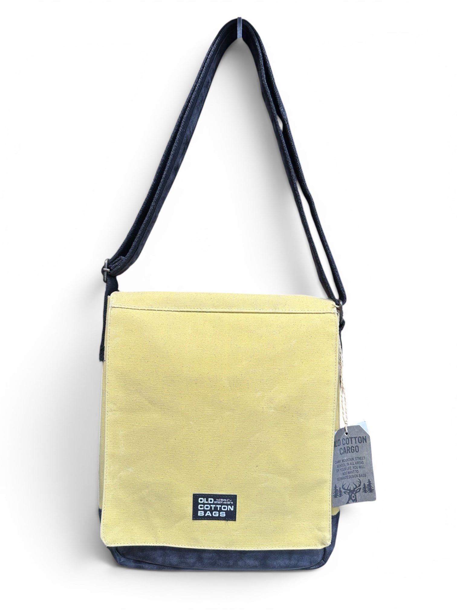 Old Cotton Cargo Bags Dikey Eskitme Kumaş Kanvas Postacı Omuz Çantası Unisex 7112 WESTERN Sarı