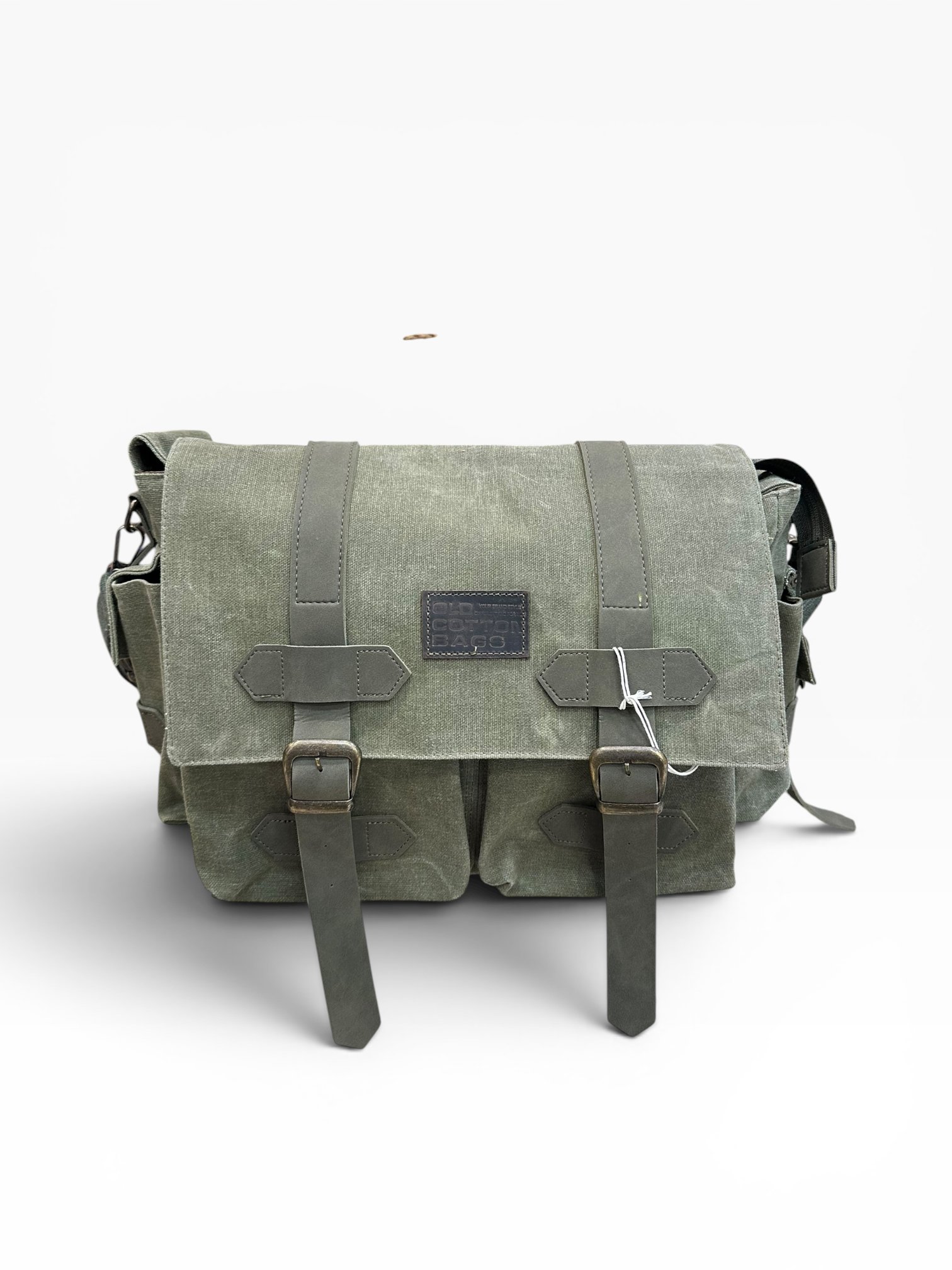 Old Cotton Cargo Kanvas Kumaş Postacı Omuz Çantası Unisex 7156 Baltimore 15.6'' Haki