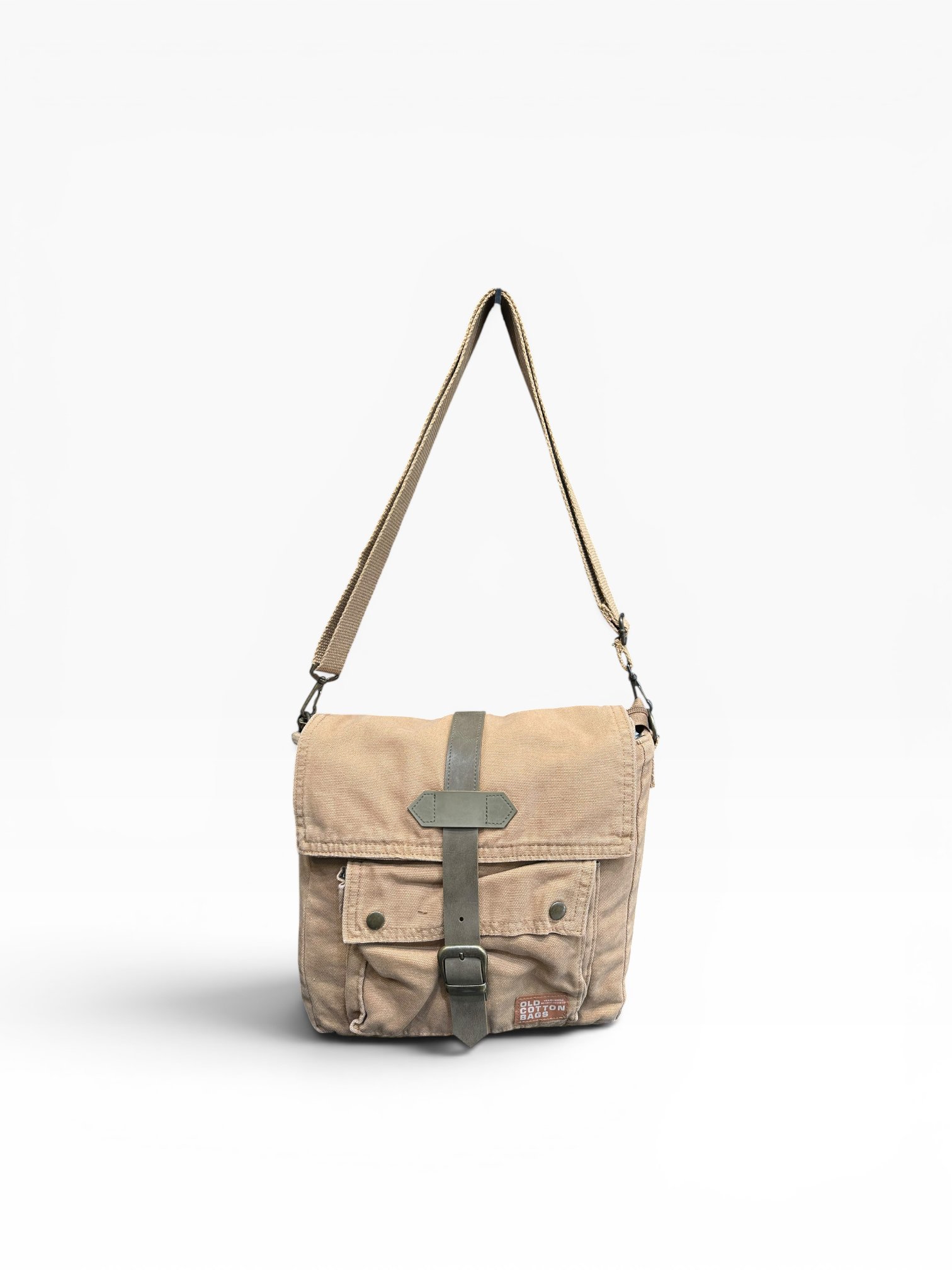 Old Cotton Cargo Kumaş Postacı Omuz Çantası Unisex Branco Bag Camel