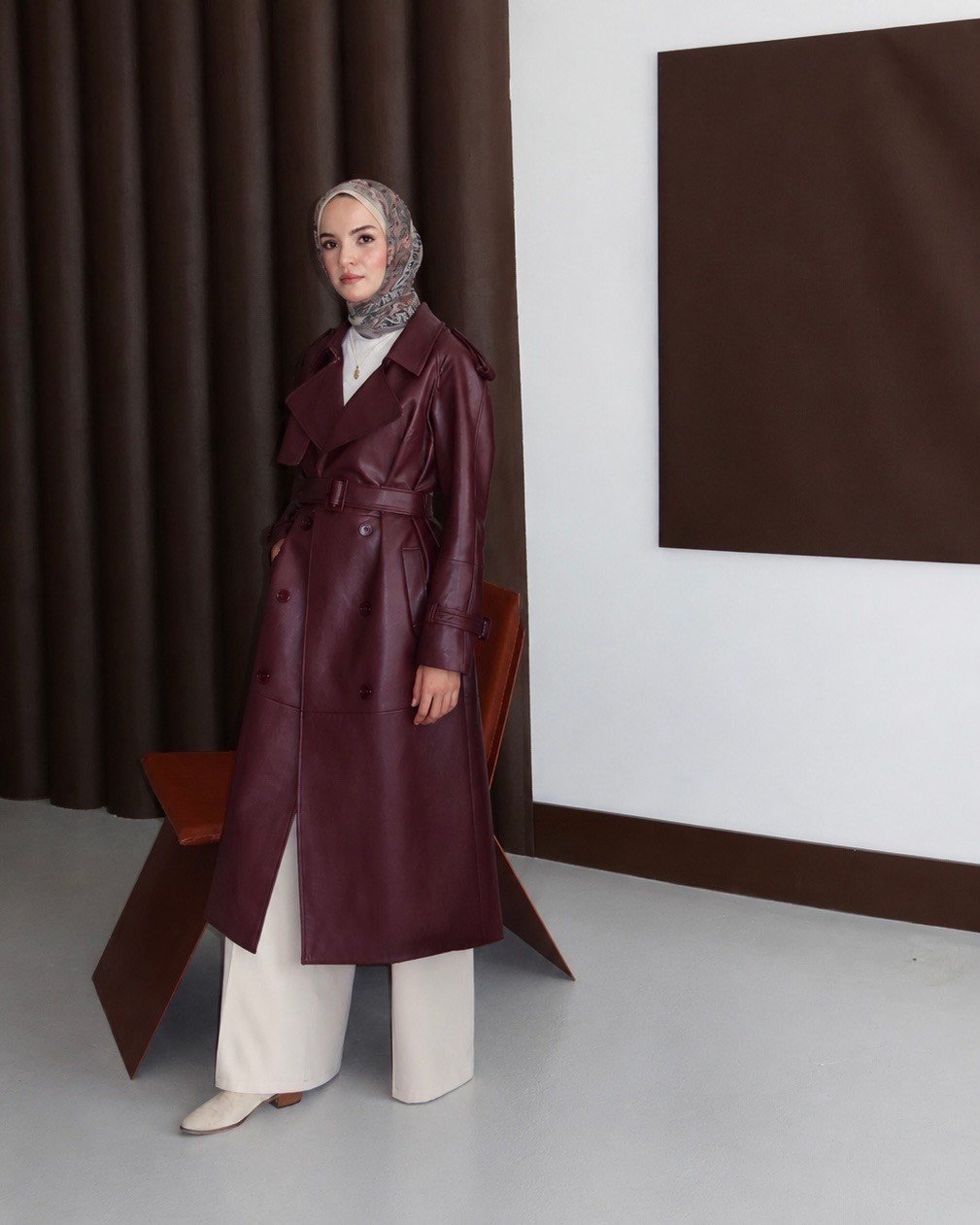 NQ7806 - DERİ TRENÇ - BORDO