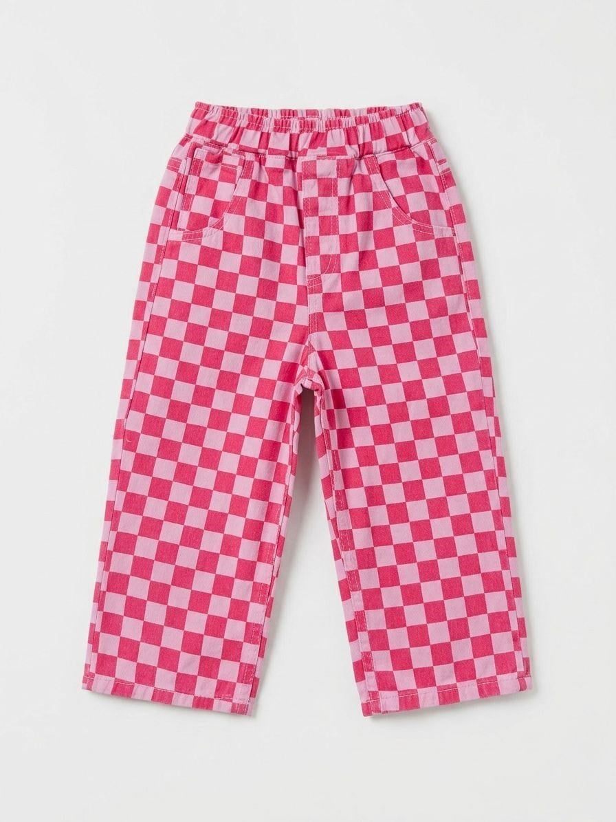 Pembe Damalı Baloon Jean