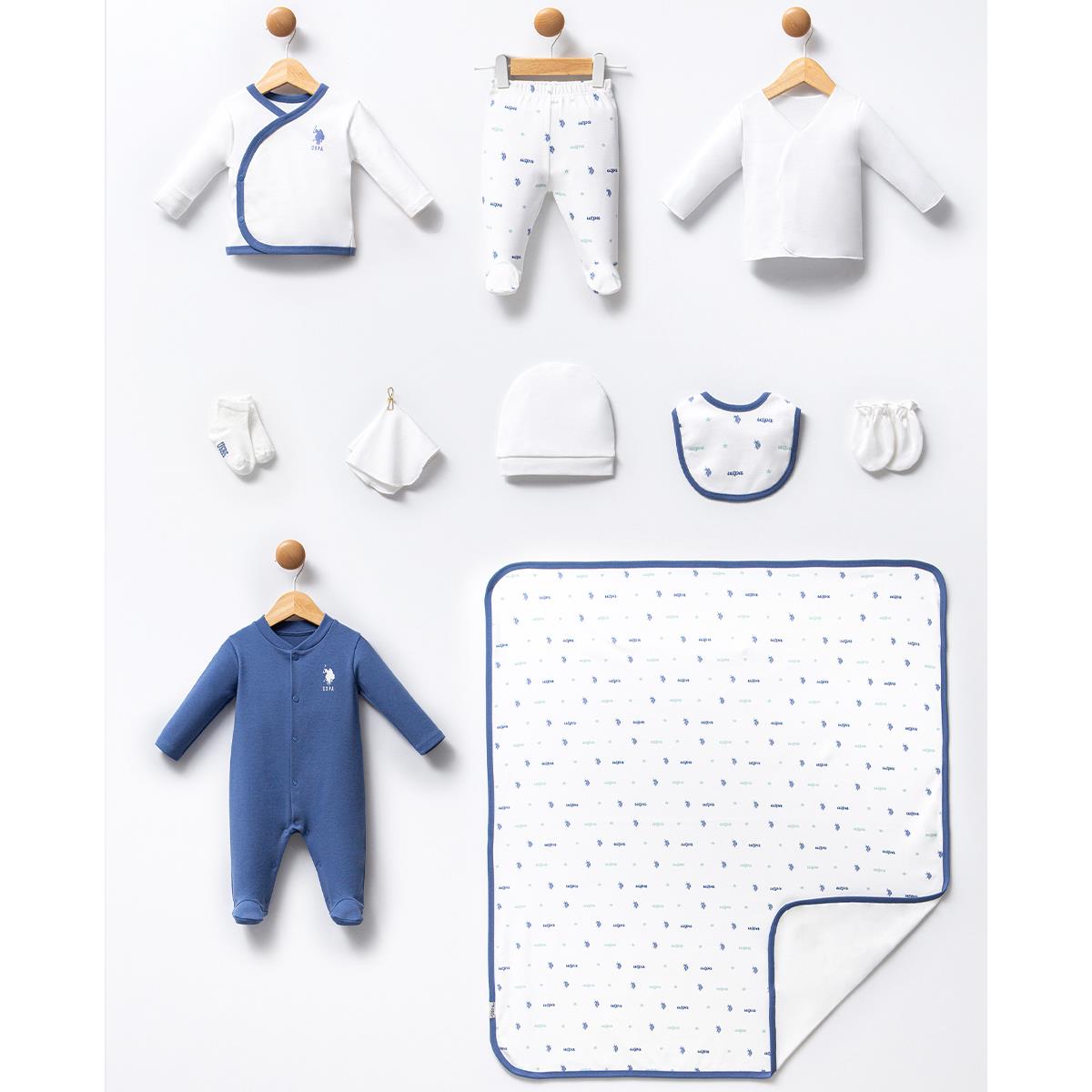 US POLO  Erkek Bebek Beyaz Hastane Çıkışı 10'lu Set