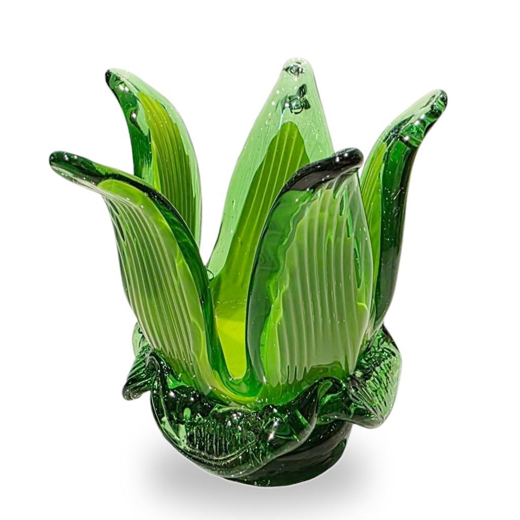 Çiçek Form Yeşil Tealight Mumluk (OPL020)