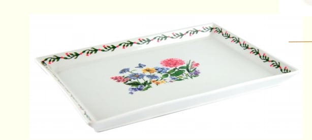 Çiçekli Dikdörtgen Servis Tabağı 30x20 cm (kodu 9834125)