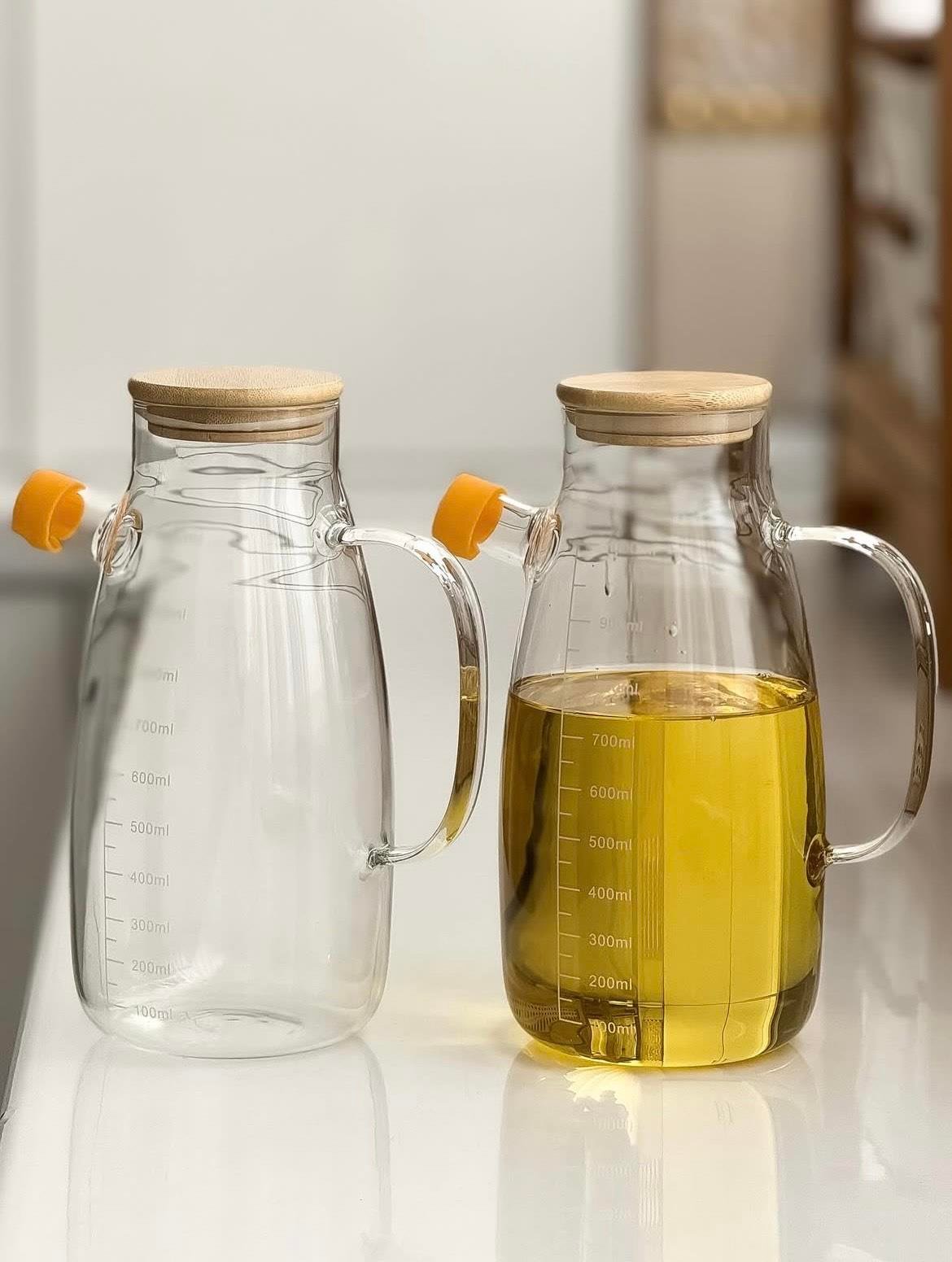BAMBU KAPAKLI CAM YAĞDANLIK (1000ML)