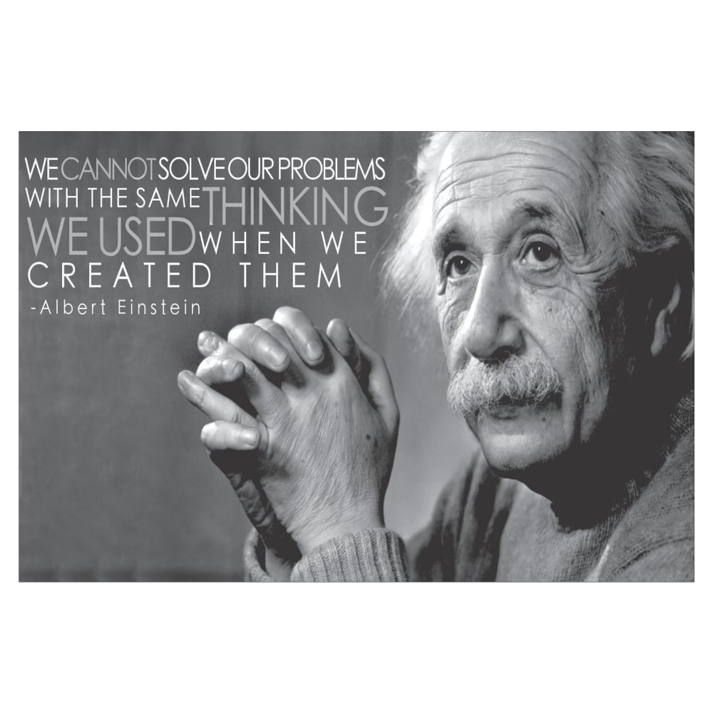 Albert Einstein “We Cannot Solve Problems...” Sözlü Retro MDF Tablo