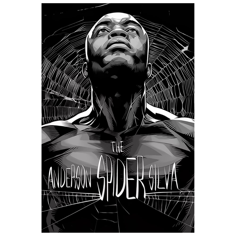 Anderson “The Spider” Silva Siyah Beyaz Retro Ahşap Tablo