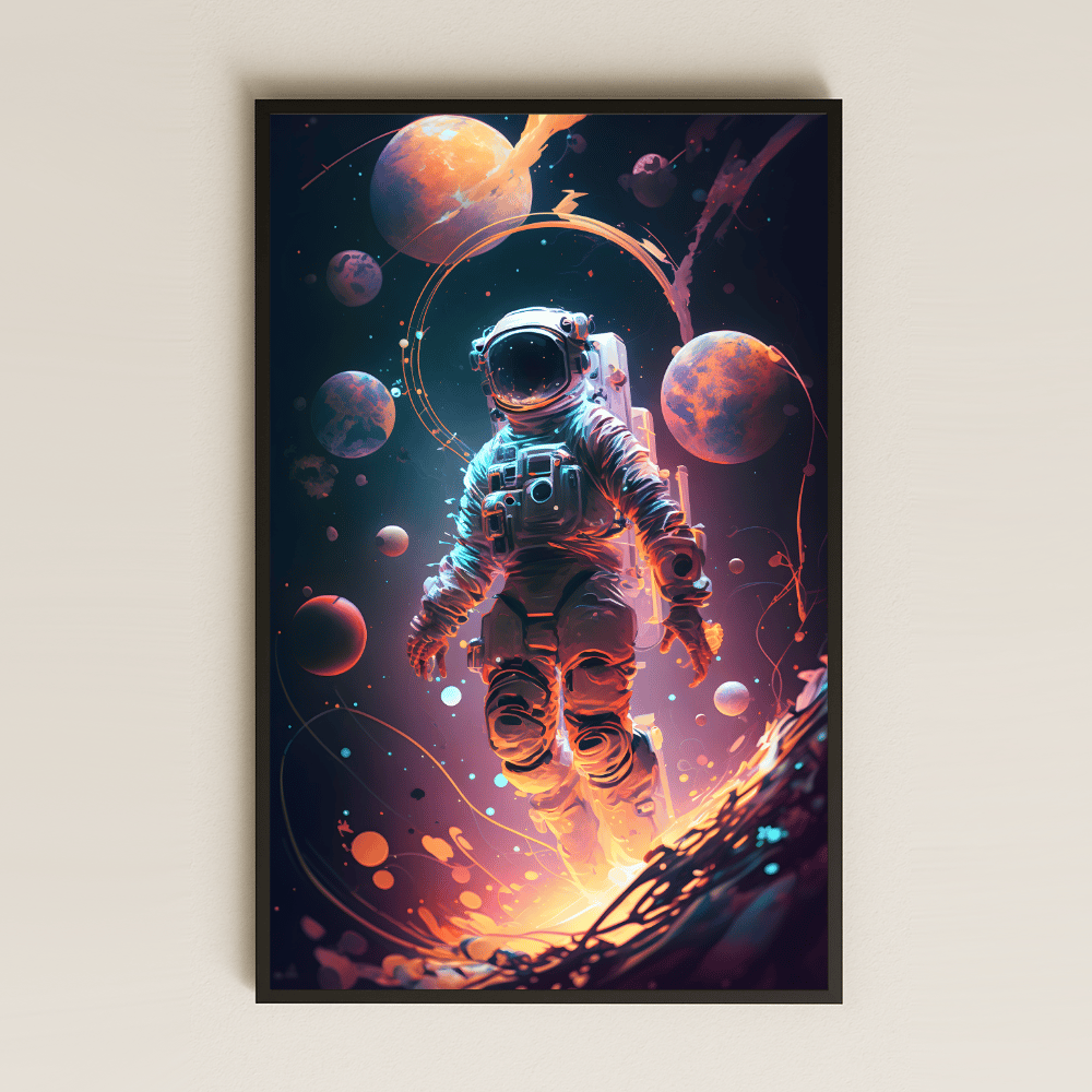 Astronot ve Gezegenler Temalı Pleksi Tablo – Kozmik Yalnızlık