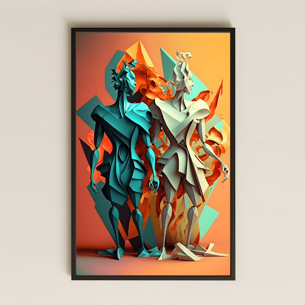 Ateş ve Buz Figürlü Soyut Şeffaf Pleksi Tablo