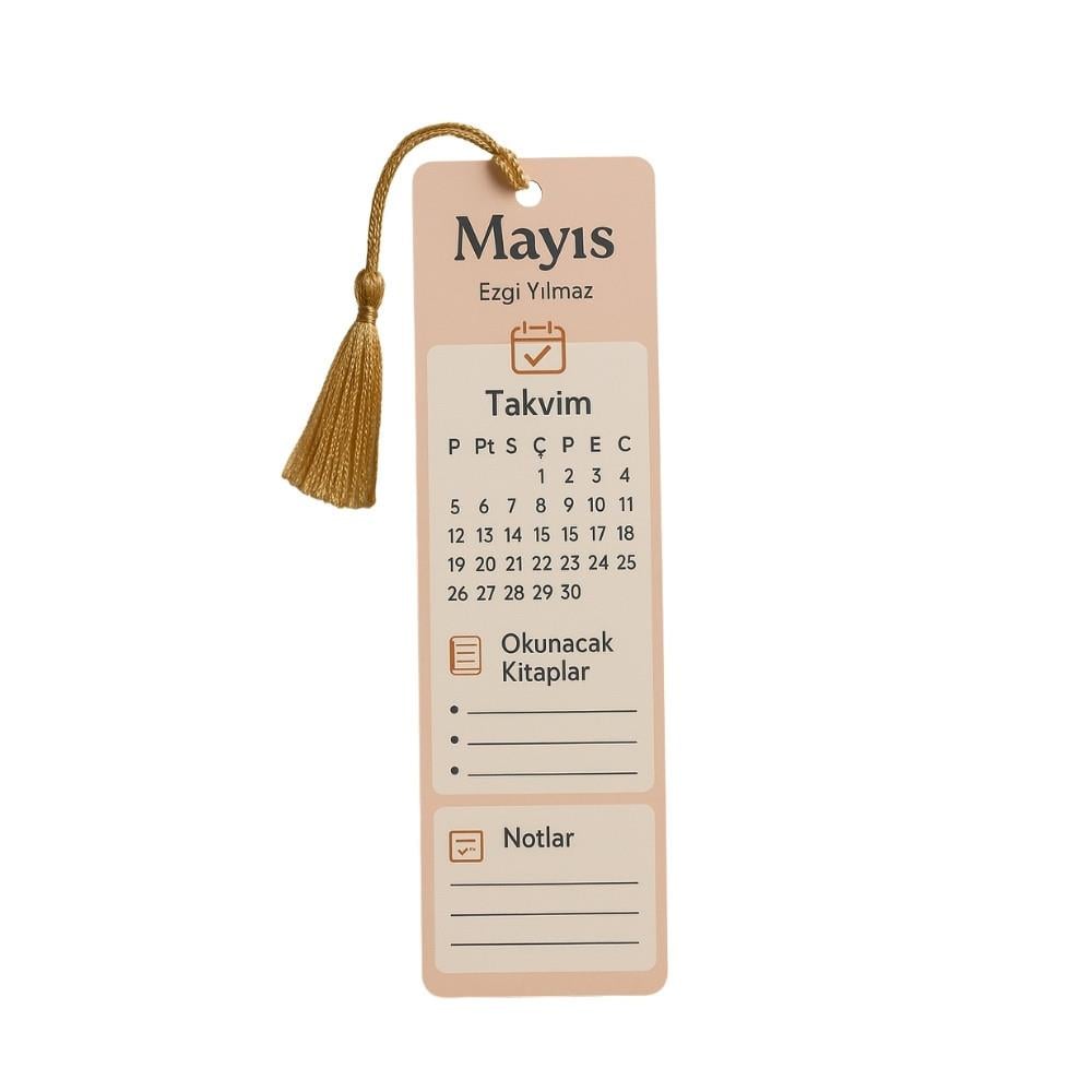 Aylık Takvimli Kitap Ayracı - Planlayıcı ve Okuma Listeli