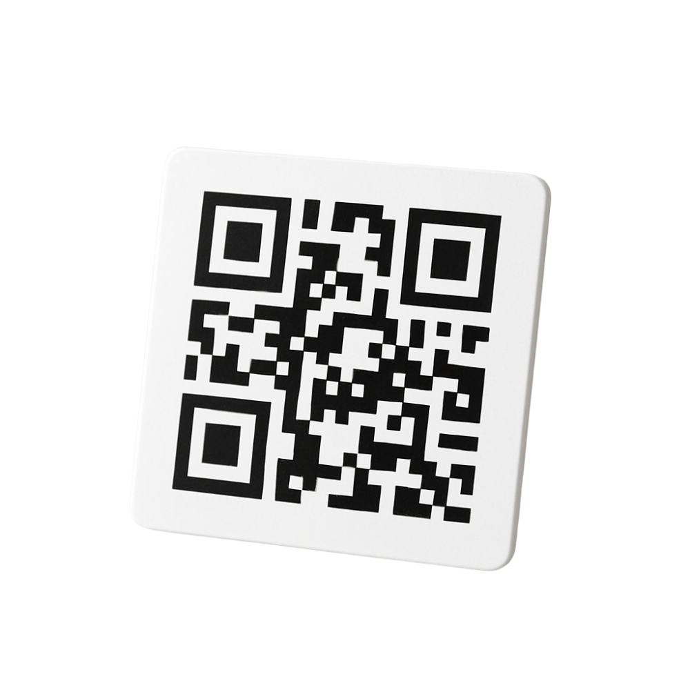 Beyaz Zeminli Kare QR Menü Kartı - 5x5 cm PVC
