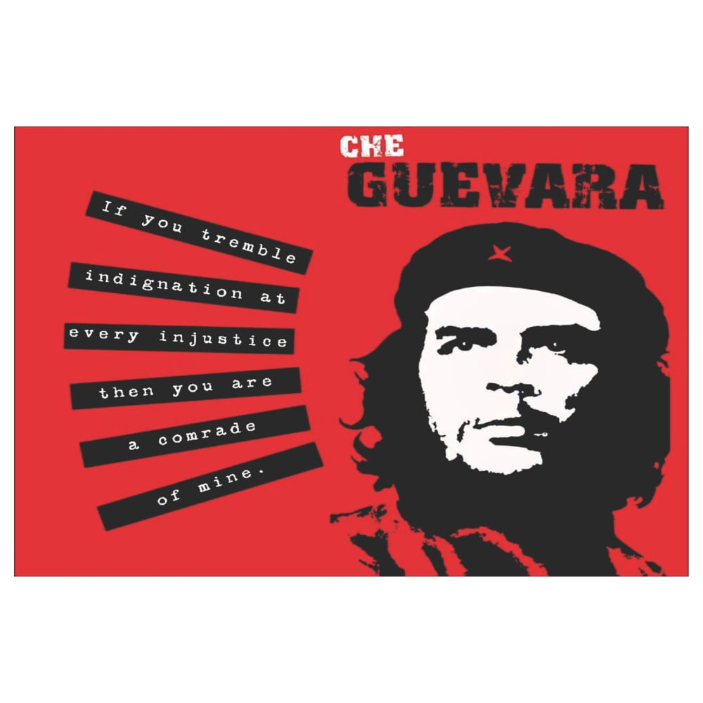 Che Guevara Kırmızı Devrim Temalı Retro Sloganlı Ahşap Tablo