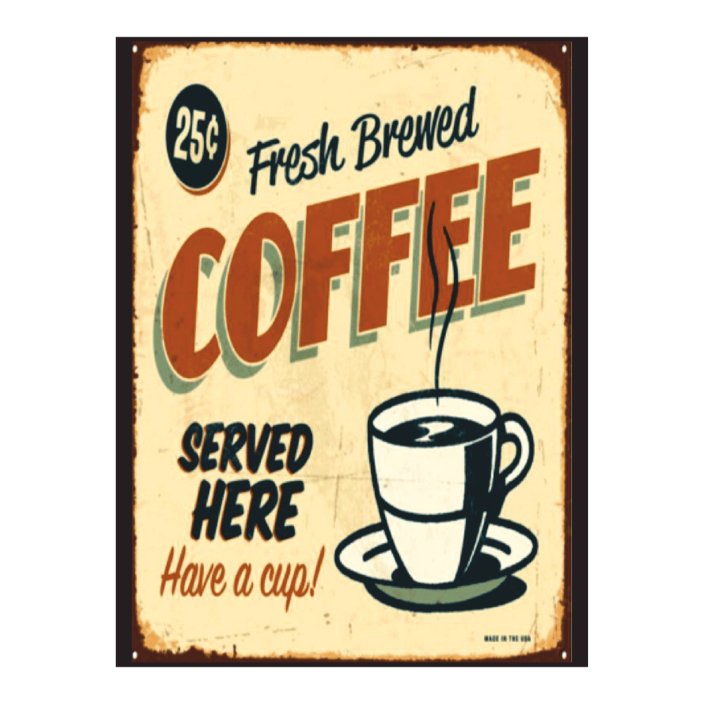 Coffee Served Here Retro Ahşap Tablo