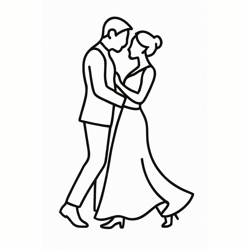 Dans Eden Çift Pleksi Duvar Süsü Siyah