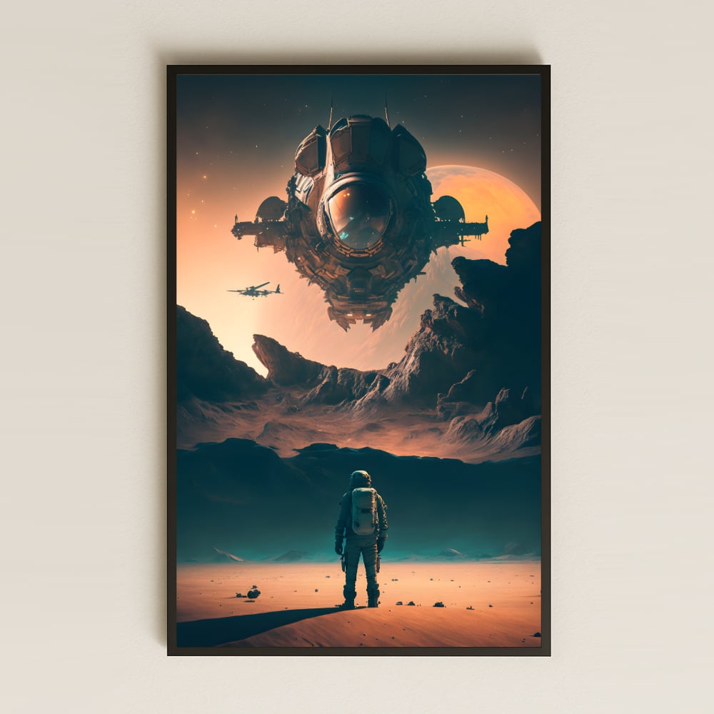 Dev Uzay Gemisine Bakan Astronot Temalı Pleksi Tablo - Sinematik Bilimkurgu Dekoru