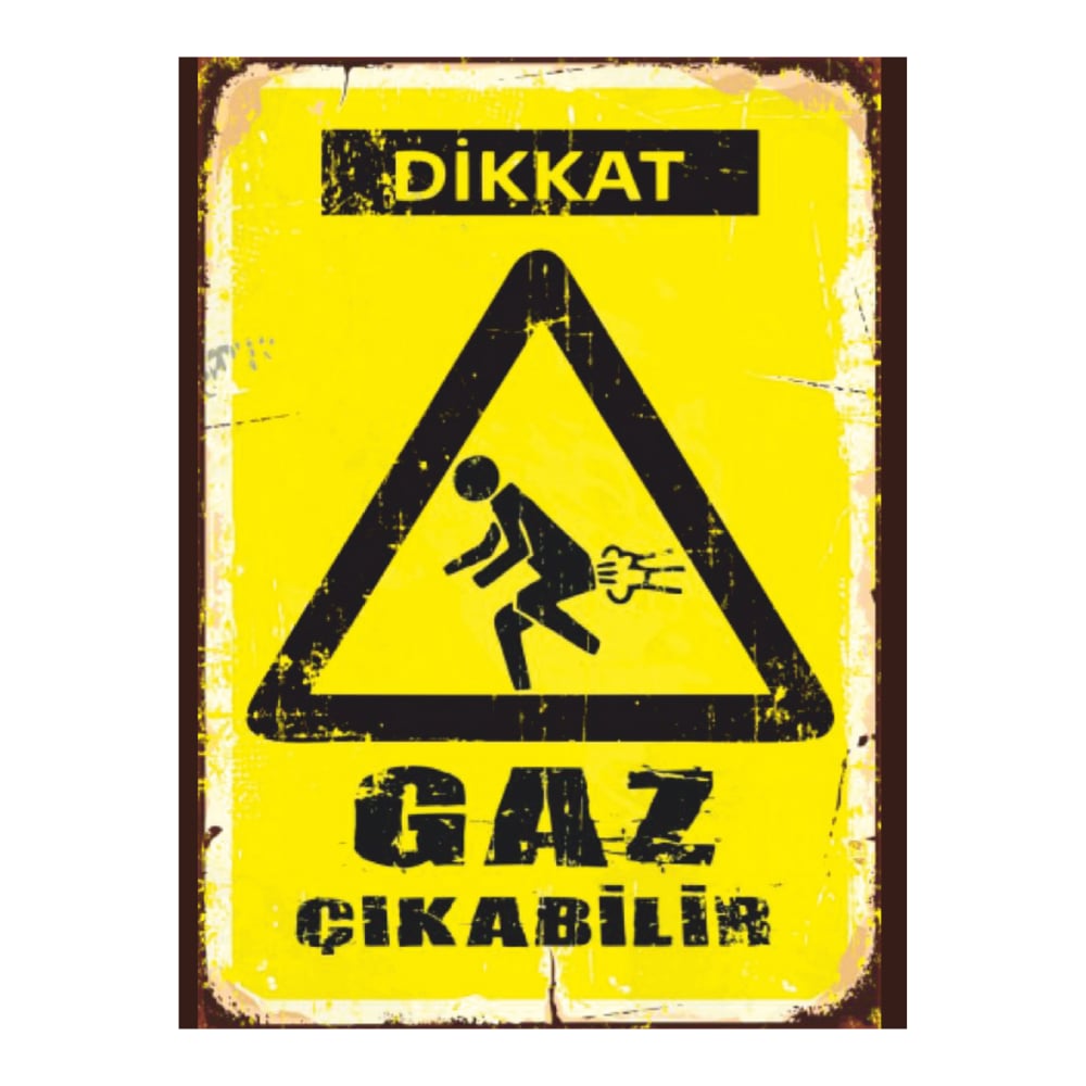 Dikkat Gaz Çıkabilir Retro Ahşap Tablo