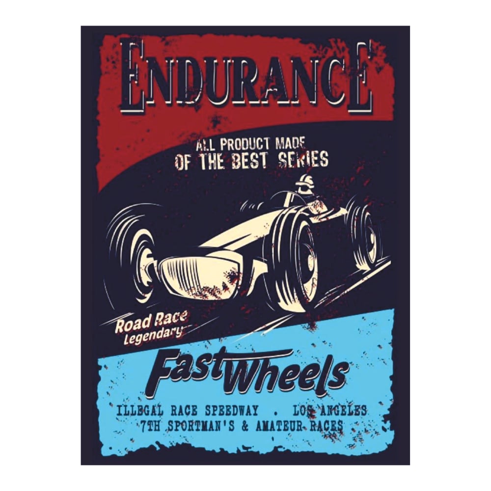 Endurance Fast Wheels Retro Ahşap Tablo