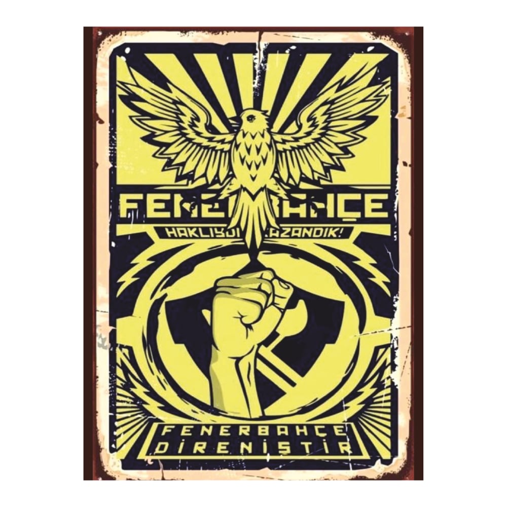 Fenerbahçe Direniştir Temalı Retro Ahşap Tablo