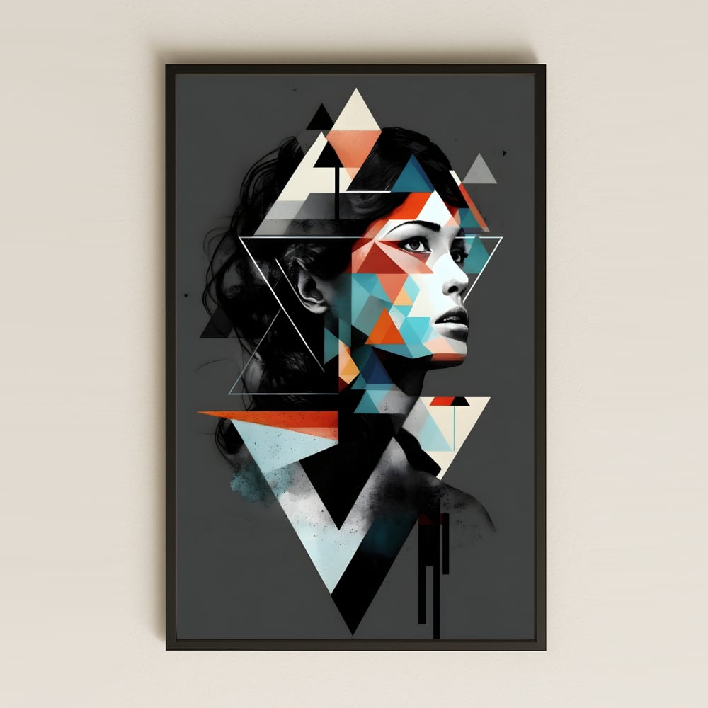 Geometrik Soyut Kadın Portresi Şeffaf Pleksi Tablo