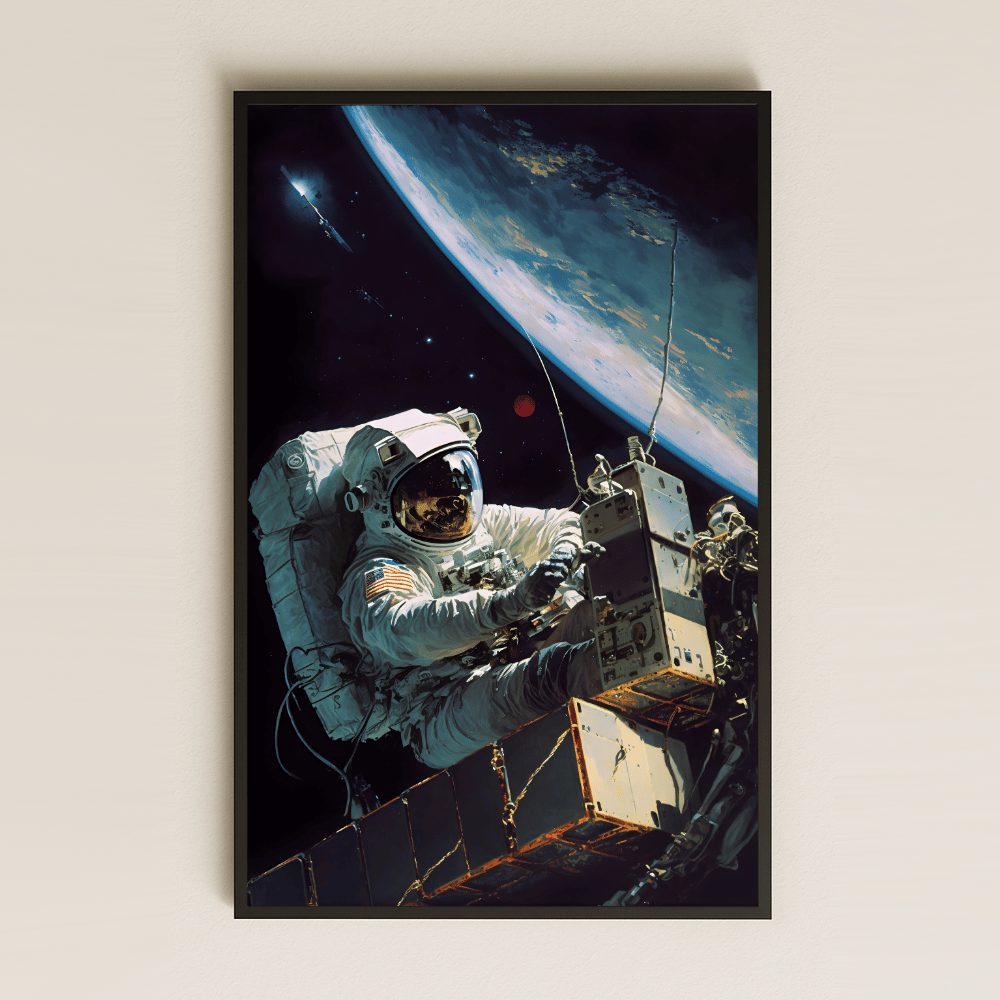 Gerçek Astronot ve Dünya Manzaralı Pleksi Tablo - Bilim ve Uzay Tutkunlarına Özel