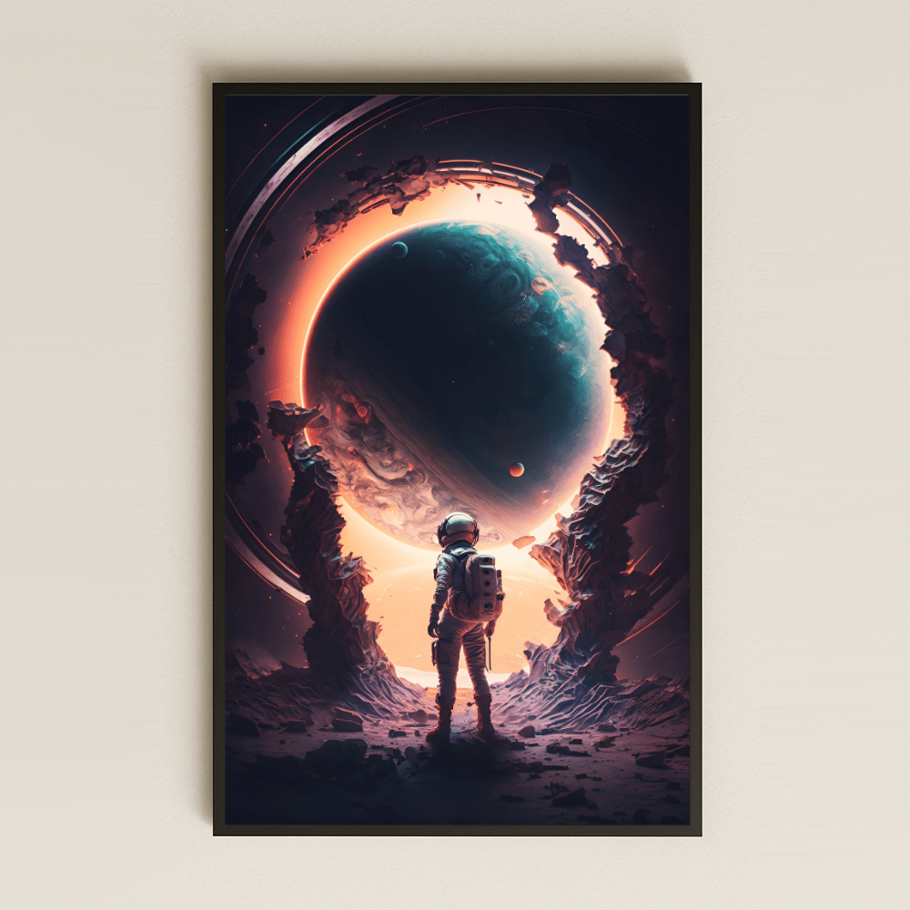 Gezegen Geçidi Temalı Astronot Pleksi Tablo - Kozmik Sınır Dekoru