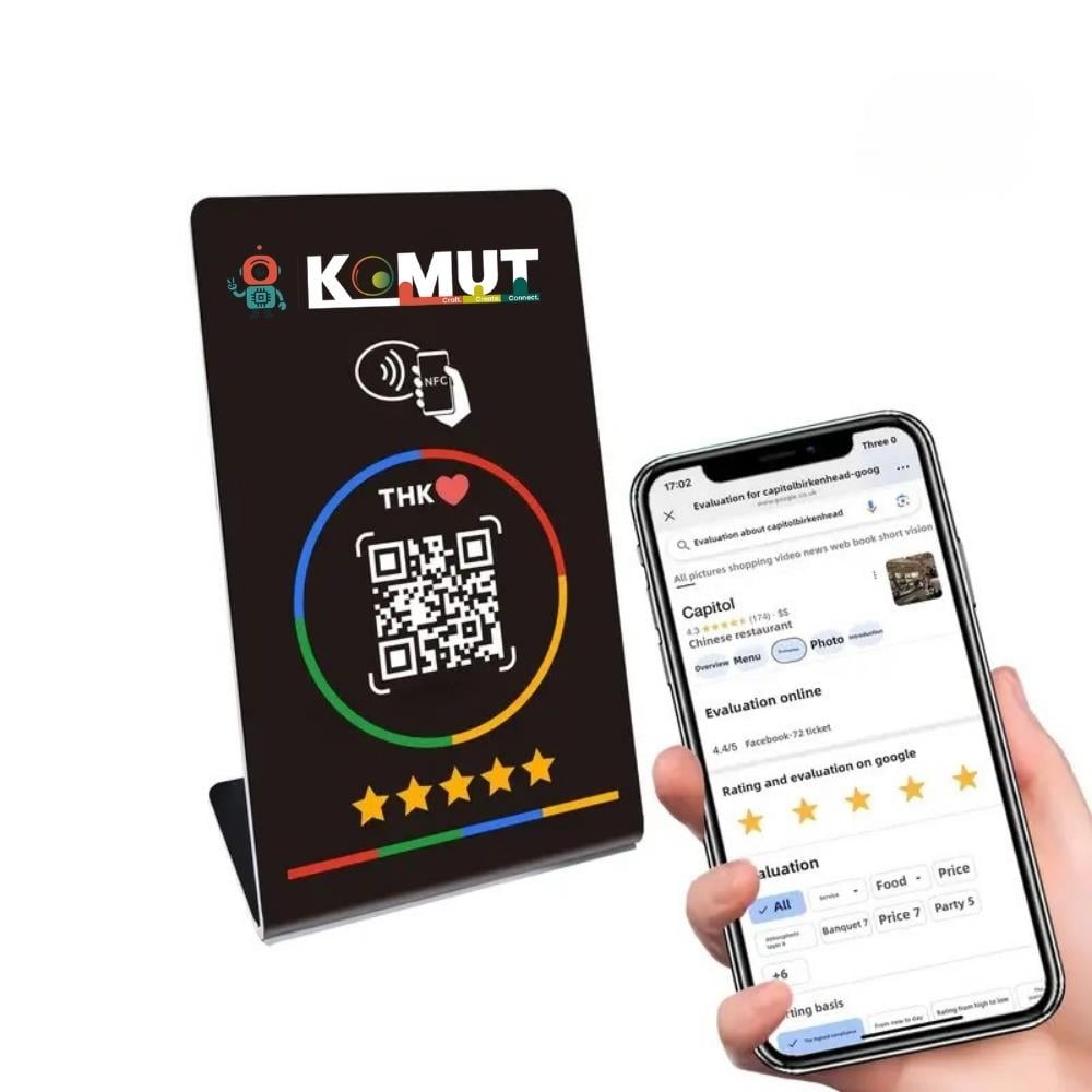 Google Review QR Stand Siyah - A5 Pleksi Ayaklı Ürün